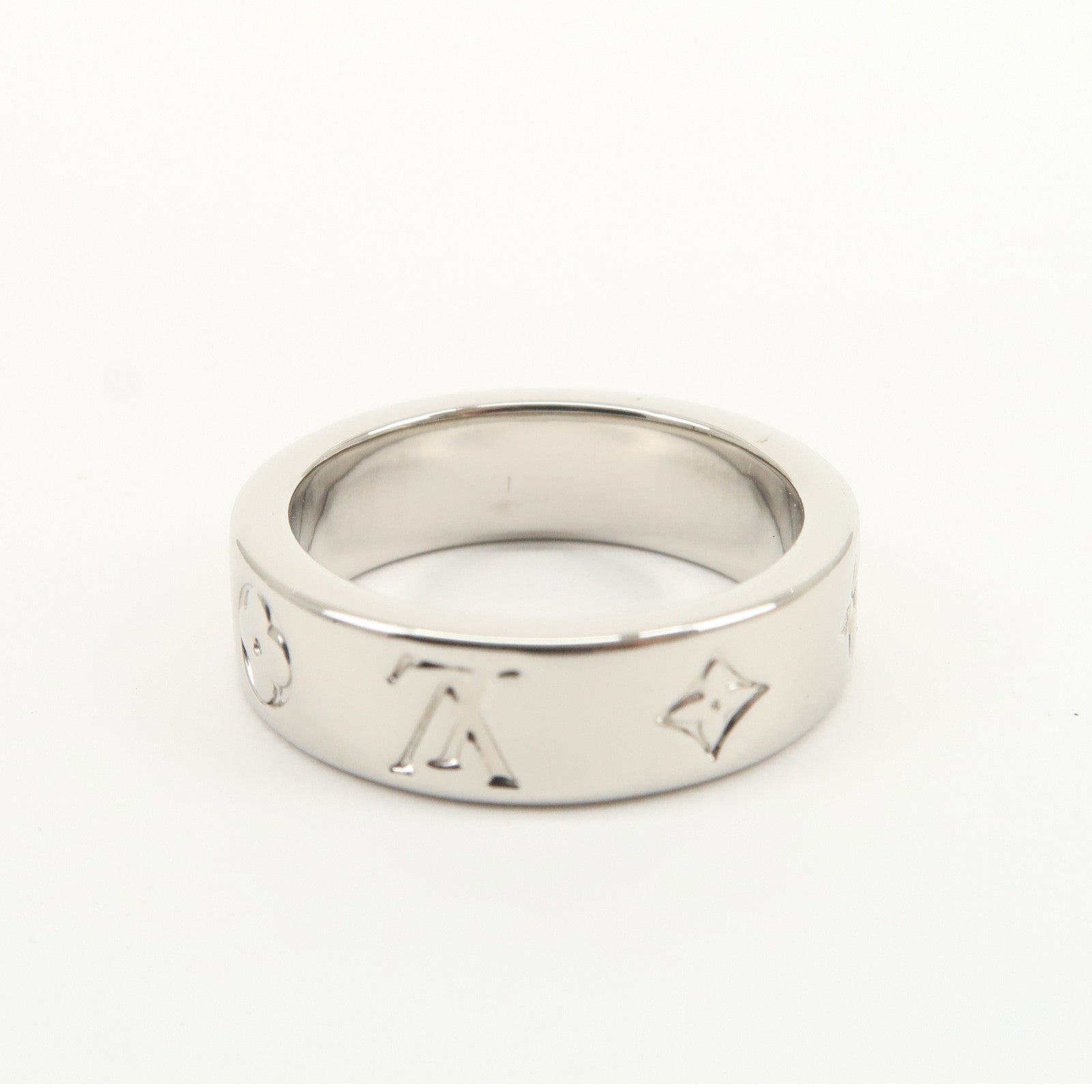 Louis Vuitton Monogram Metal Mosaic Thin Ring S00 Silver M1180