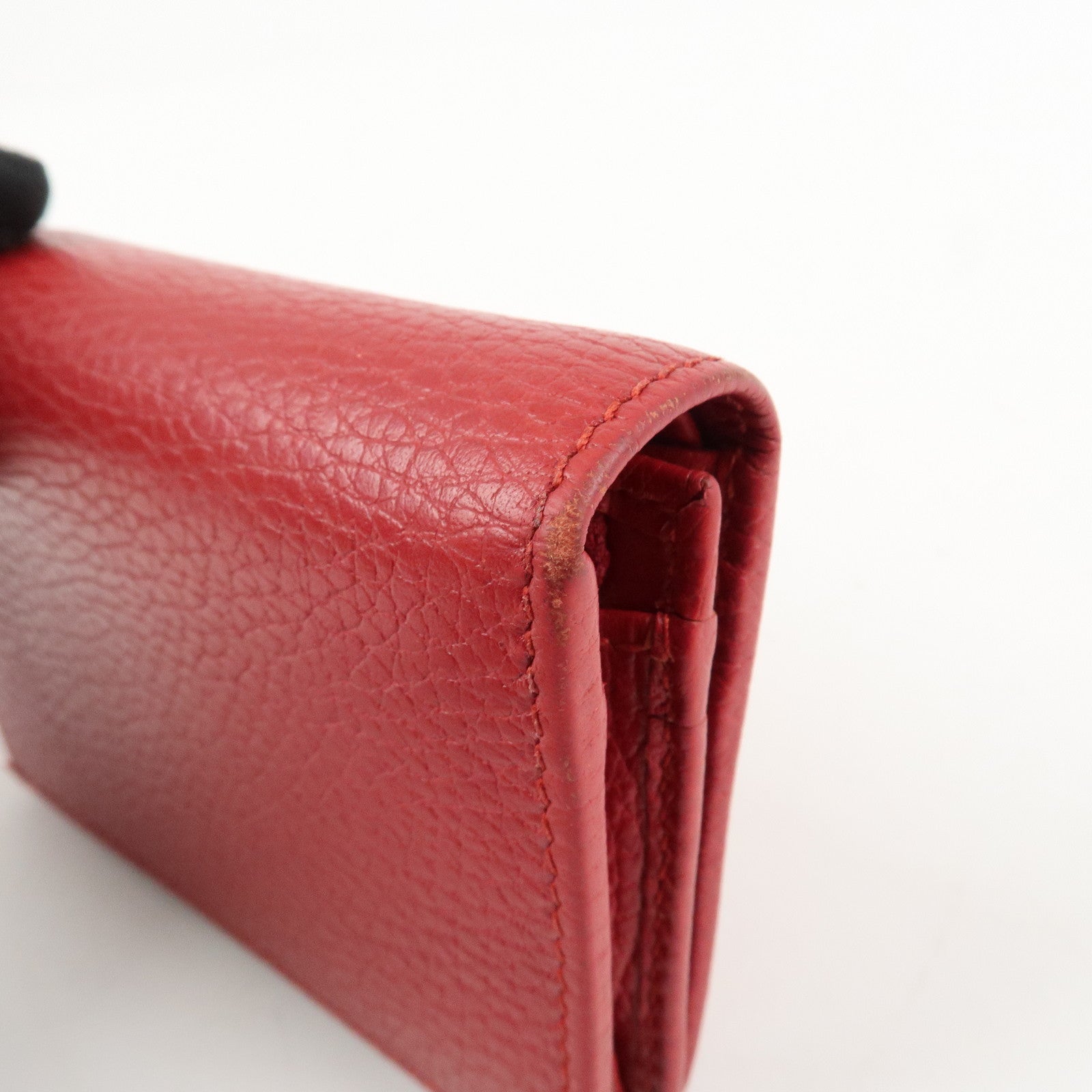 GUCCI GG Marmont Leather Bi-Fold Wallet Red 456126 Used