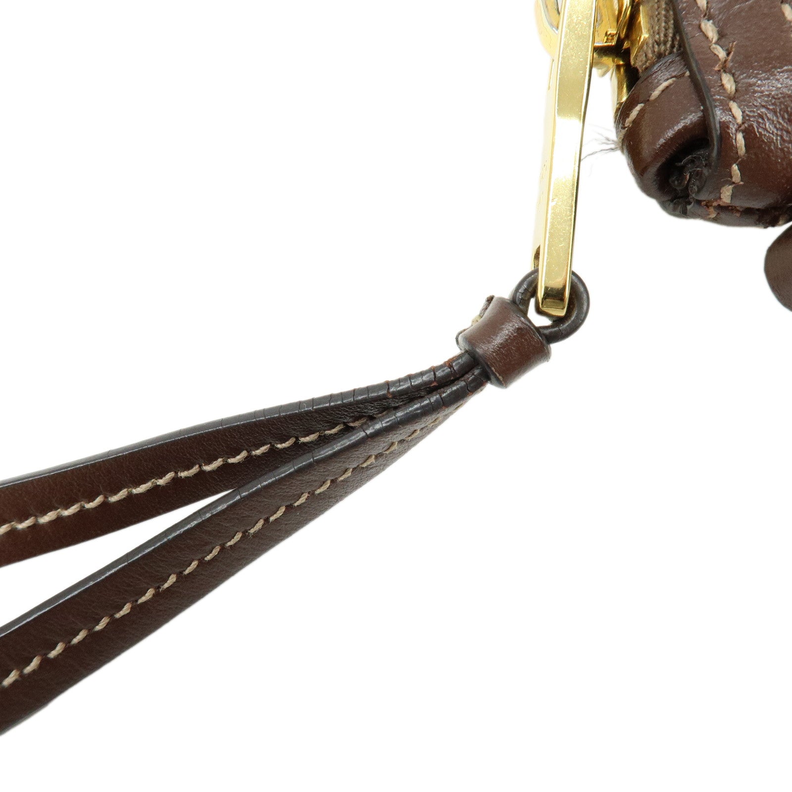 PRADA Jacquard Canvas Leather Shoulder Bag Crossbody Bag Brown