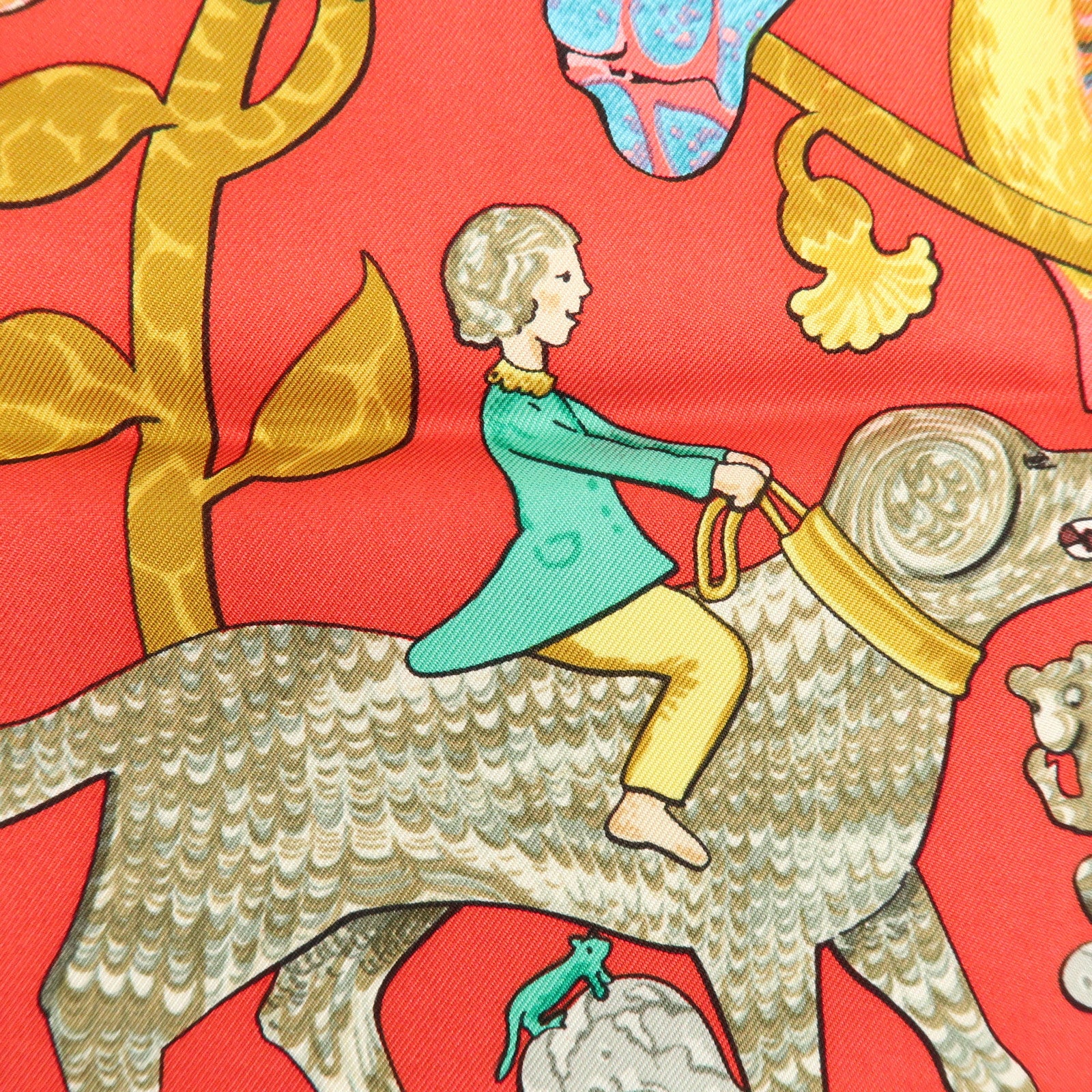 HERMES Carre 90 Silk 100% Scarf EARLY AMERICA Navy Red Brown