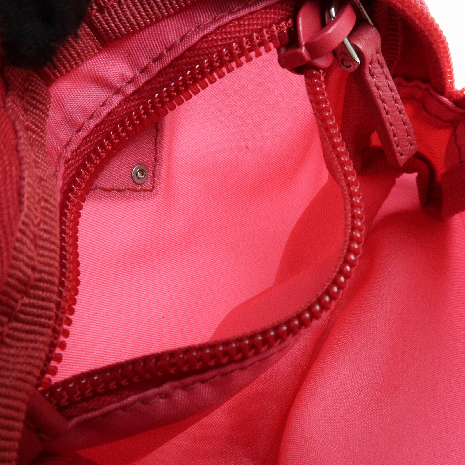 PRADA Triangle Logo Nylon Cosmetic Pouch Pink 1N0399