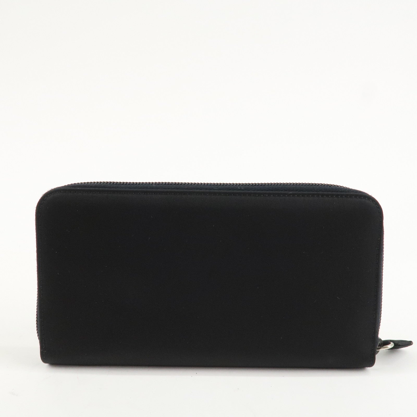 PRADA Nylon Leather Round Zippy Long Wallet Black M822 Used