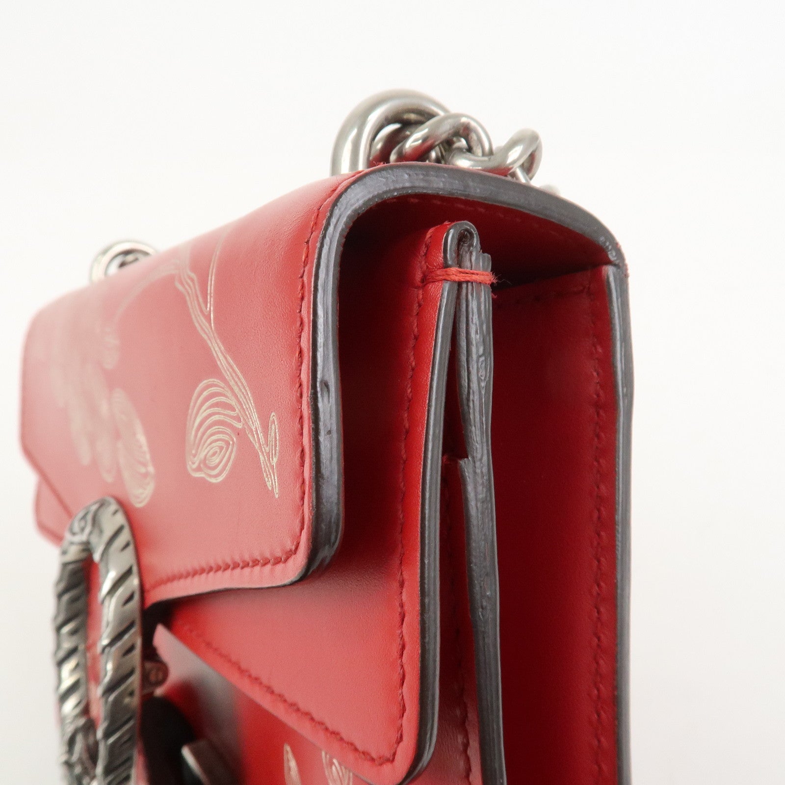 GUCCI Dionysus Leather Small Shoulder Bag Red 421970