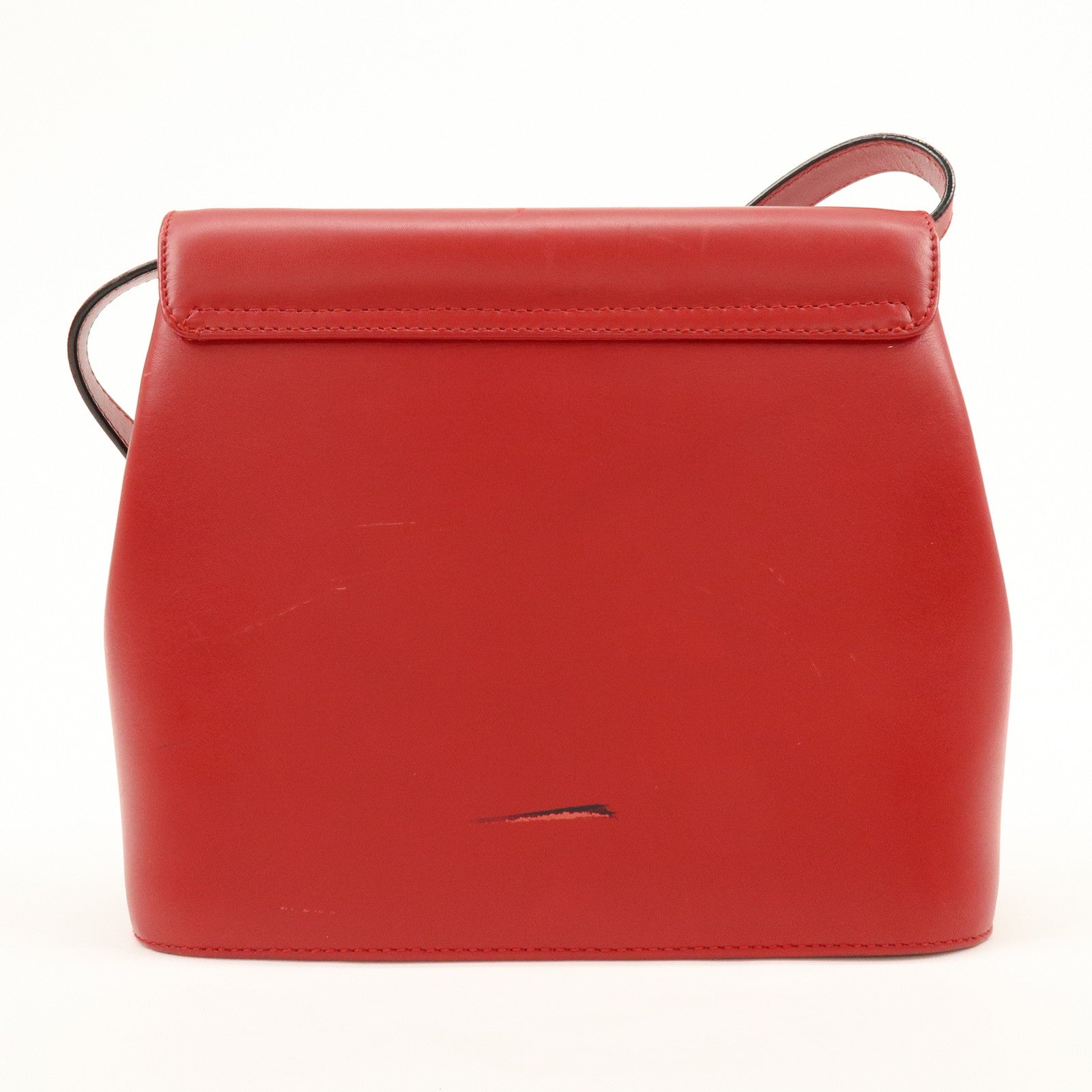 Ferragamo Leather Studs Shoulder Bag Red