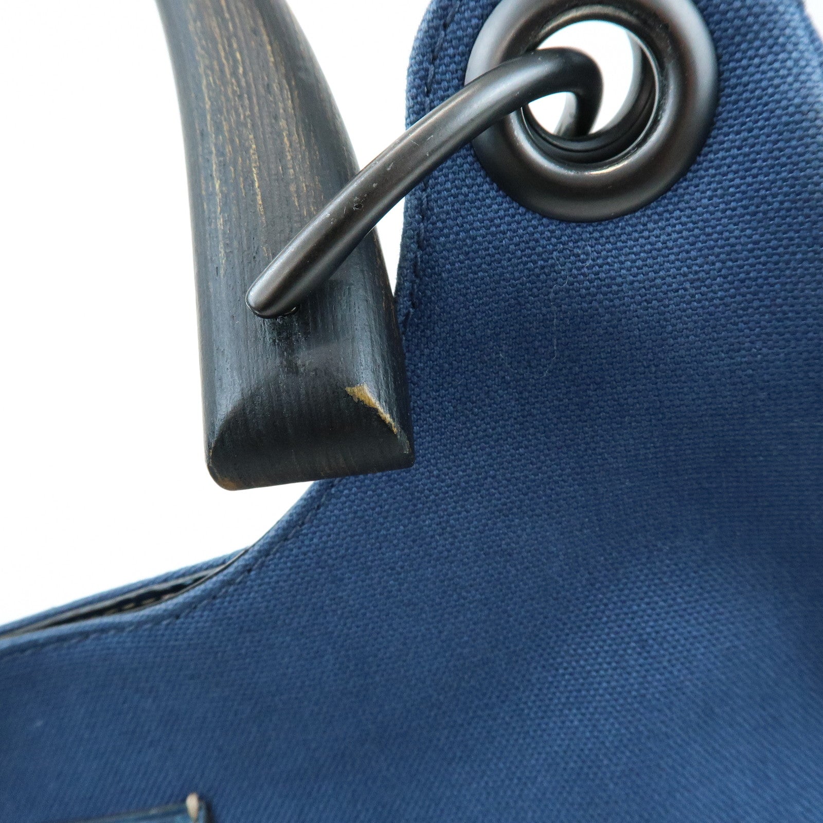 GUCCI Canvas Guccissima Leather Wood Shoulder Bag Blue 257265