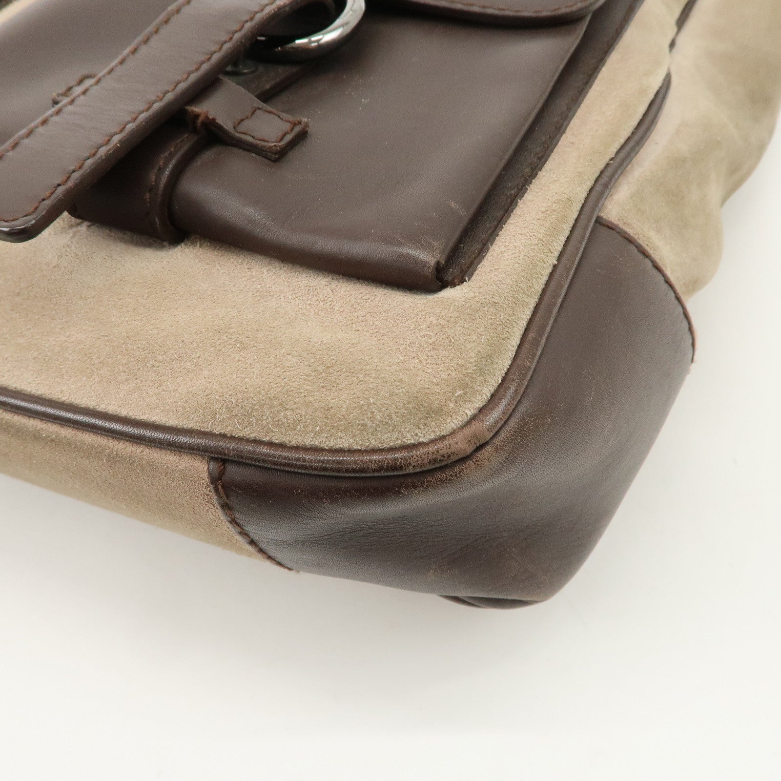 Ferragamo Gancini Suede Leather Shoulder Bag Crossbody Bag