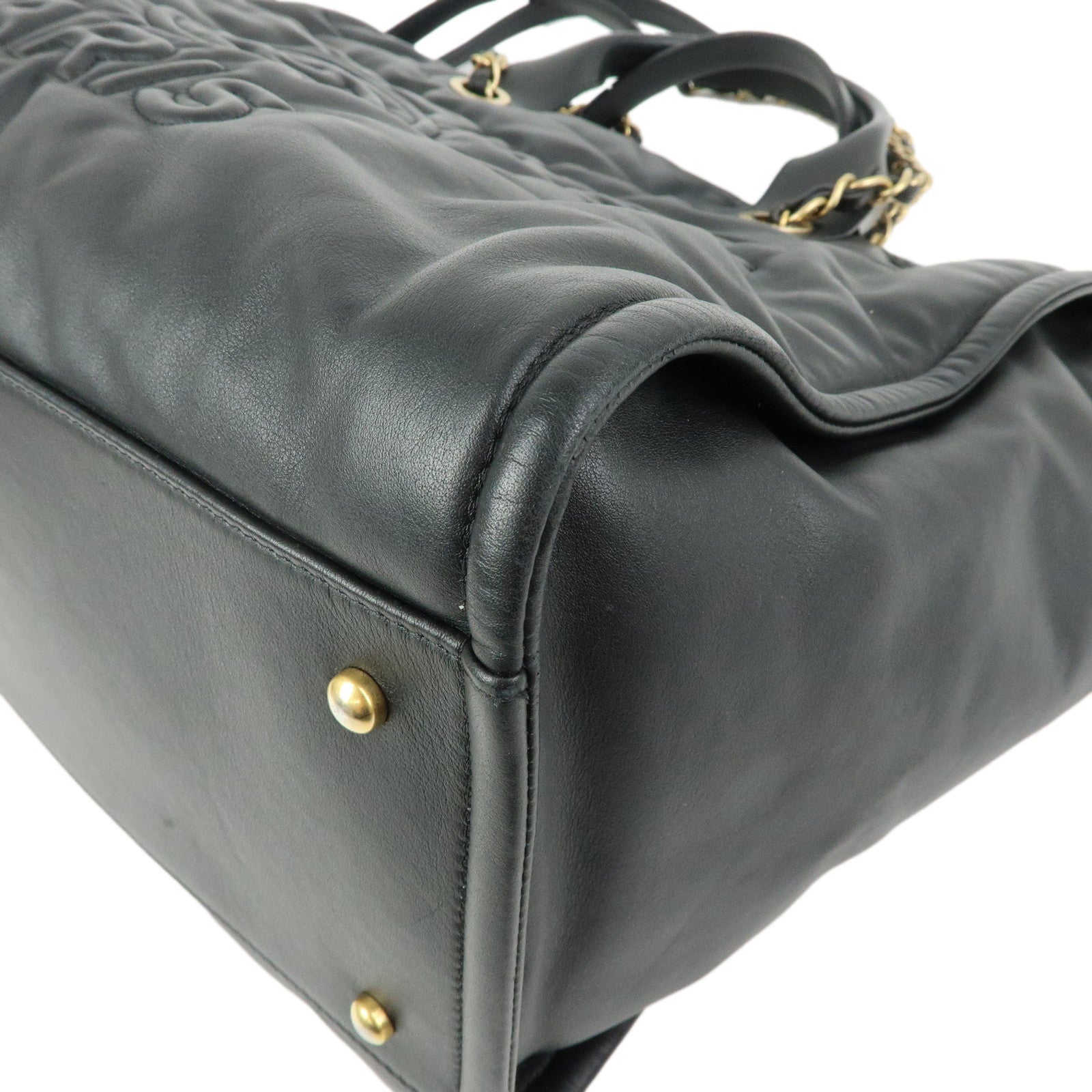 CHANEL Deauville GM Lamb Skin 2Way Shoulder Tote Bag  Black A66941