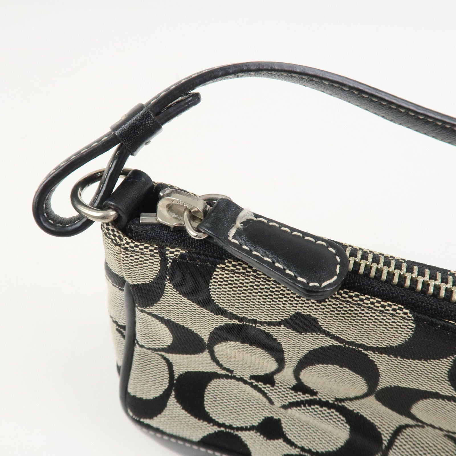 COACH Signature Canvas Leather Set of 2 Hand Bag Black Brown