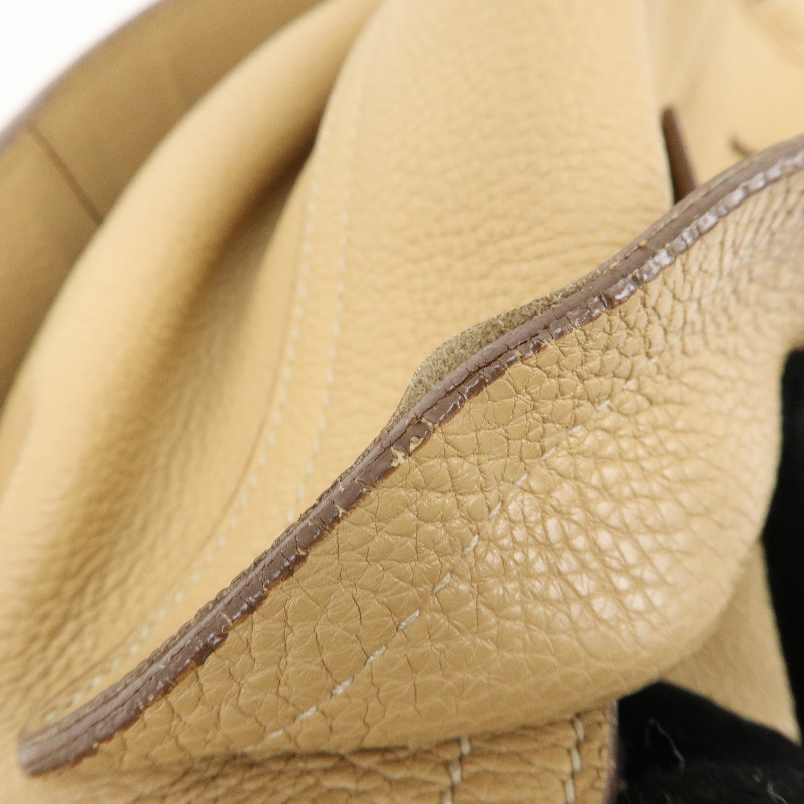 PRADA Logo Leather Shoulder Bag Hand Bag Light Brown BR3869