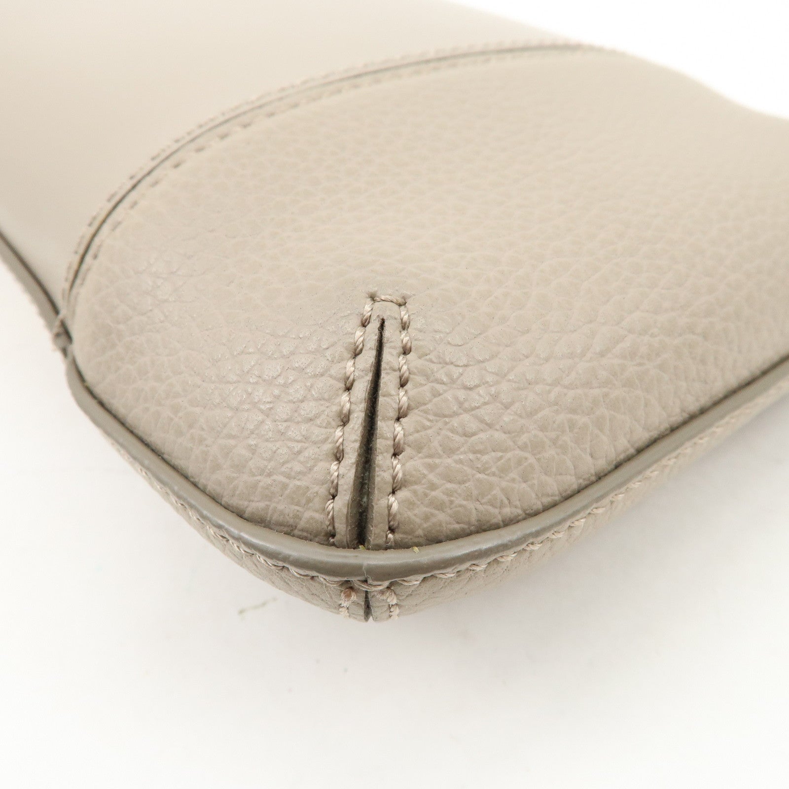 Chloe Leather Small Phone Pouch Hand Bag Shoulder Bag Greige