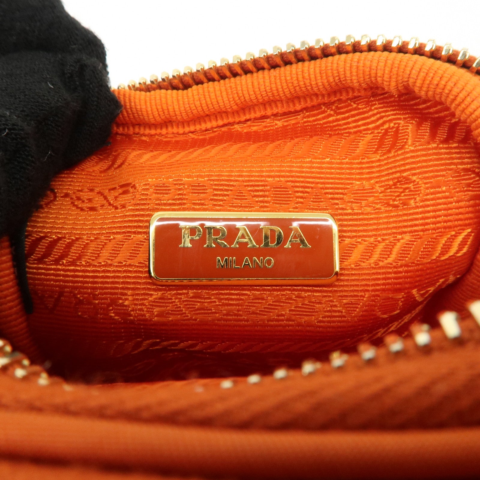 PRADA Triangle Logo Leather Nylon Smartphone Case Orange 2ZT012 Used