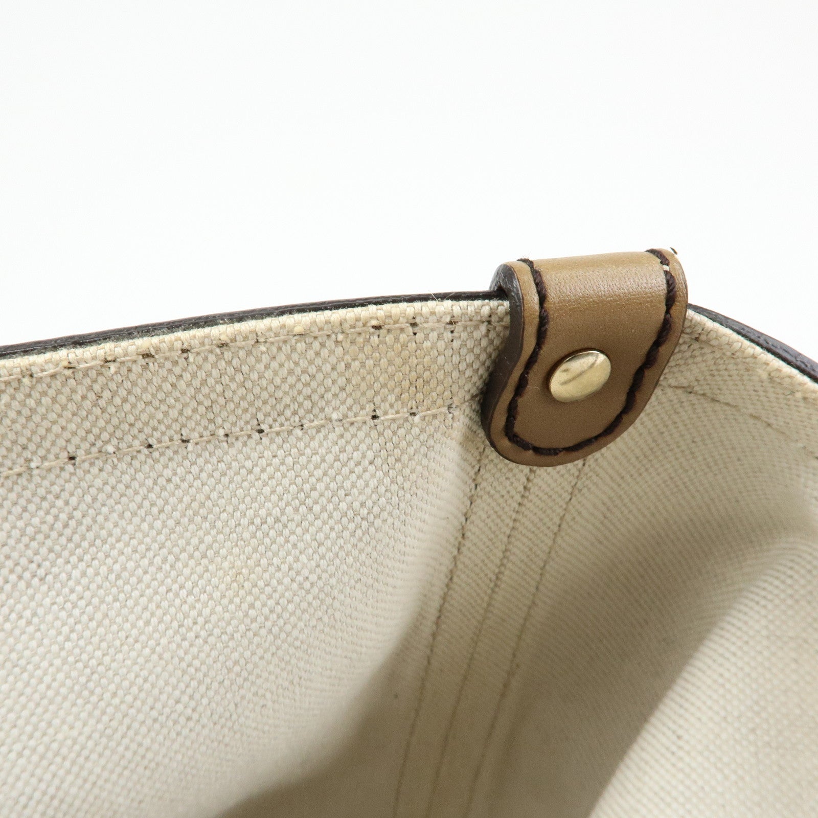 GUCCI GG Canvas Leather Tote Bag Shoulder Bag Beige 247209