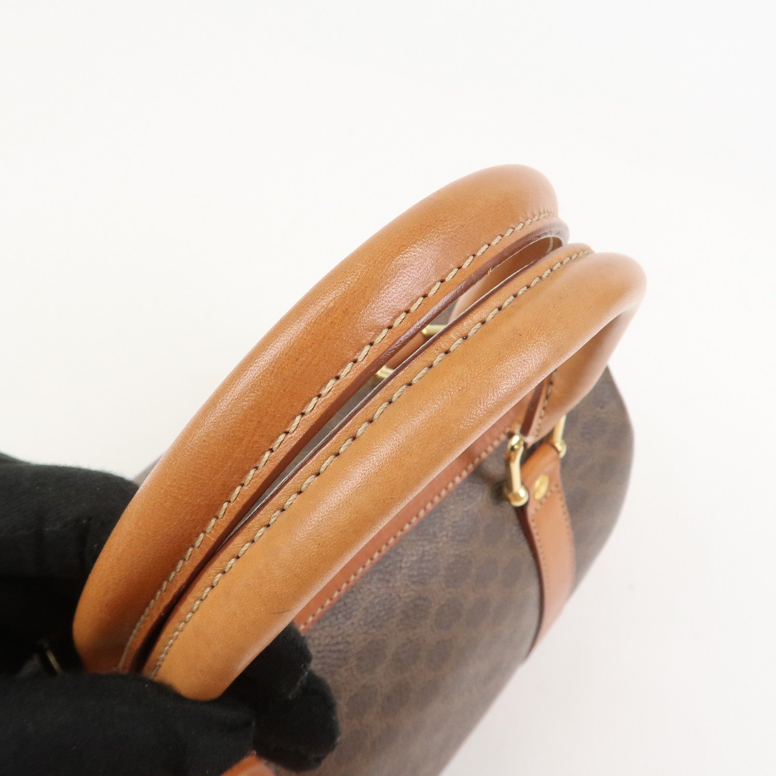 CELINE Macadam PVC Leather Boston Bag Hand Bag Brown