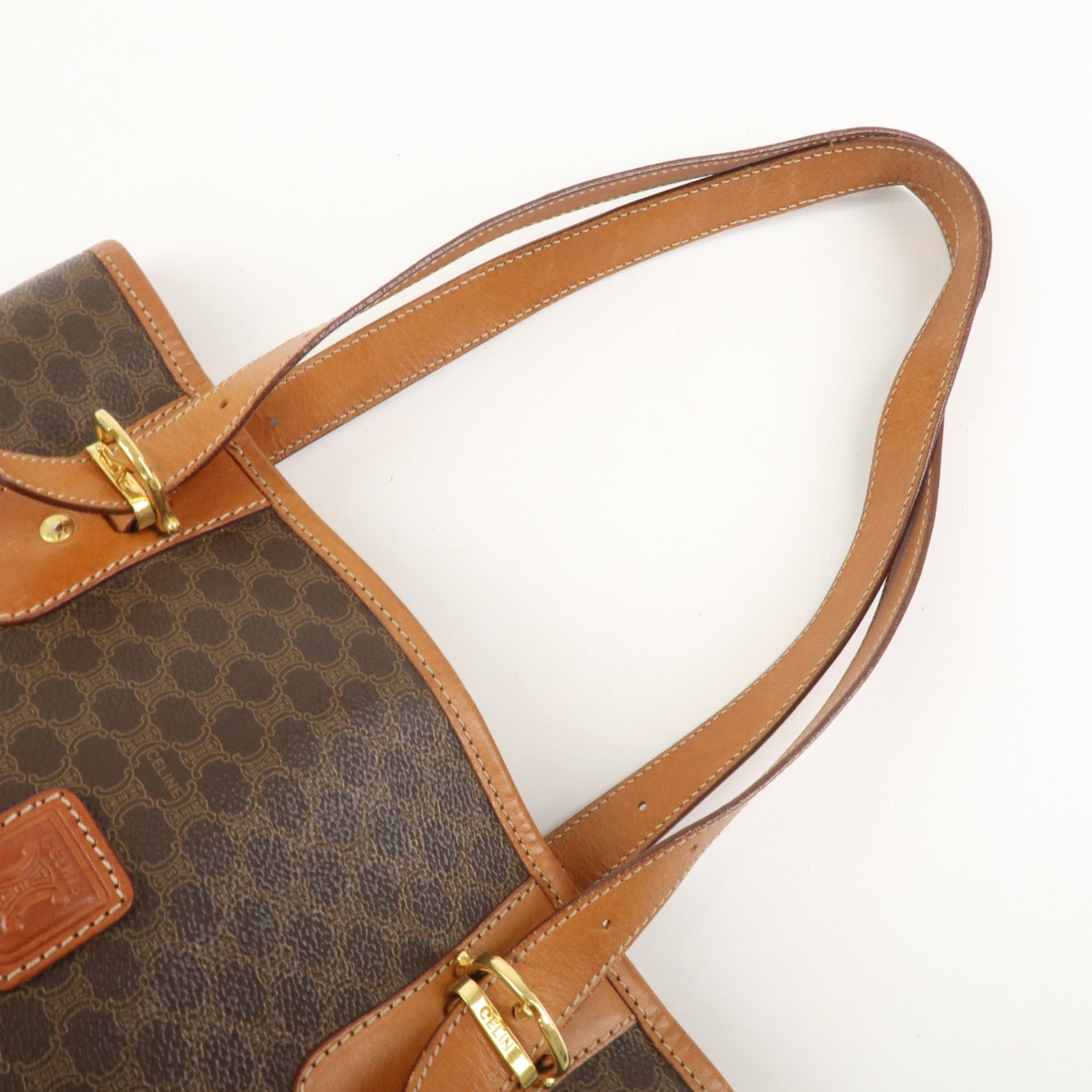 CELINE Macadam PVC Leather Tote Bag Shoulder Bag Hand Bag Brown