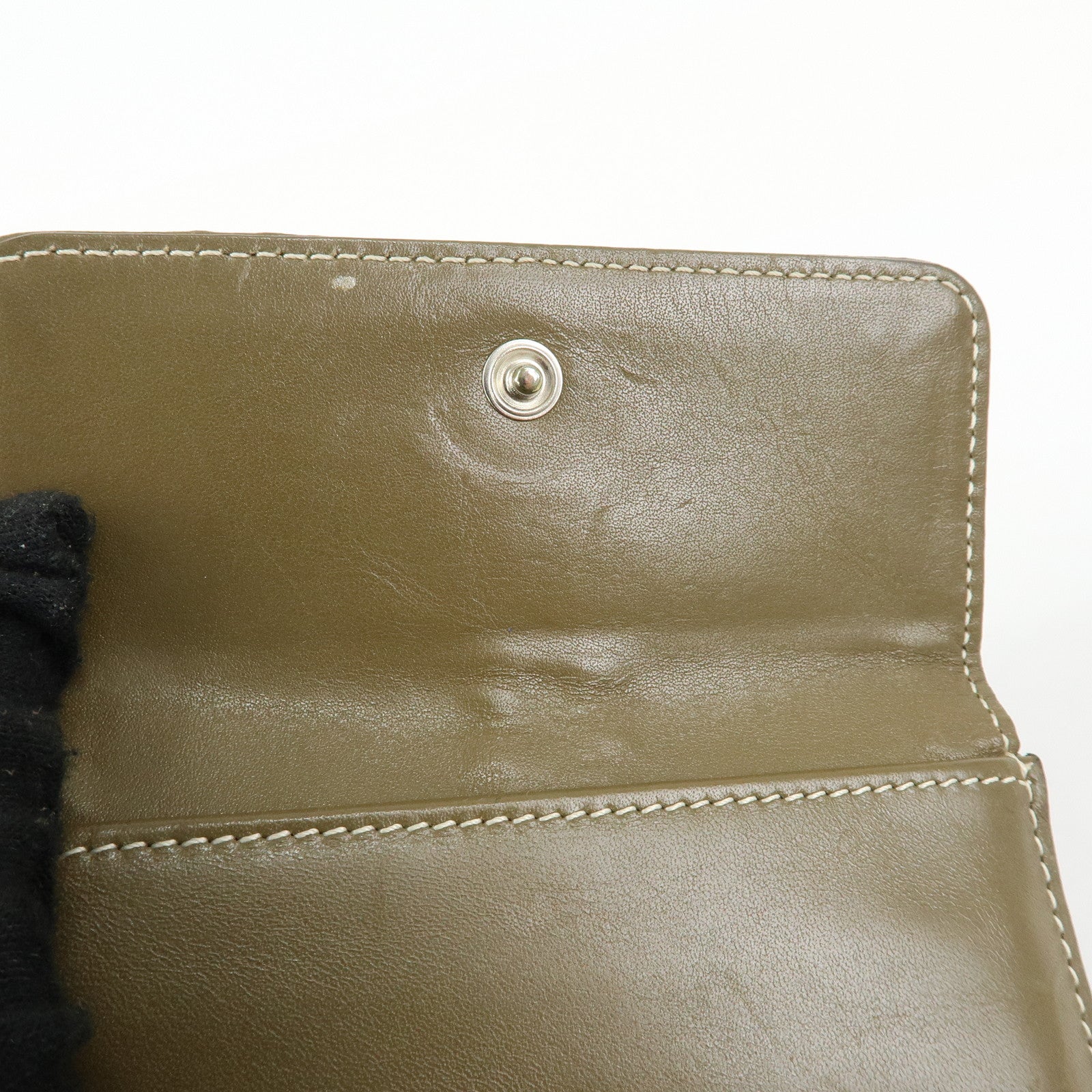 CELINE C Macadam Canvas Leather Compact Wallet Khaki