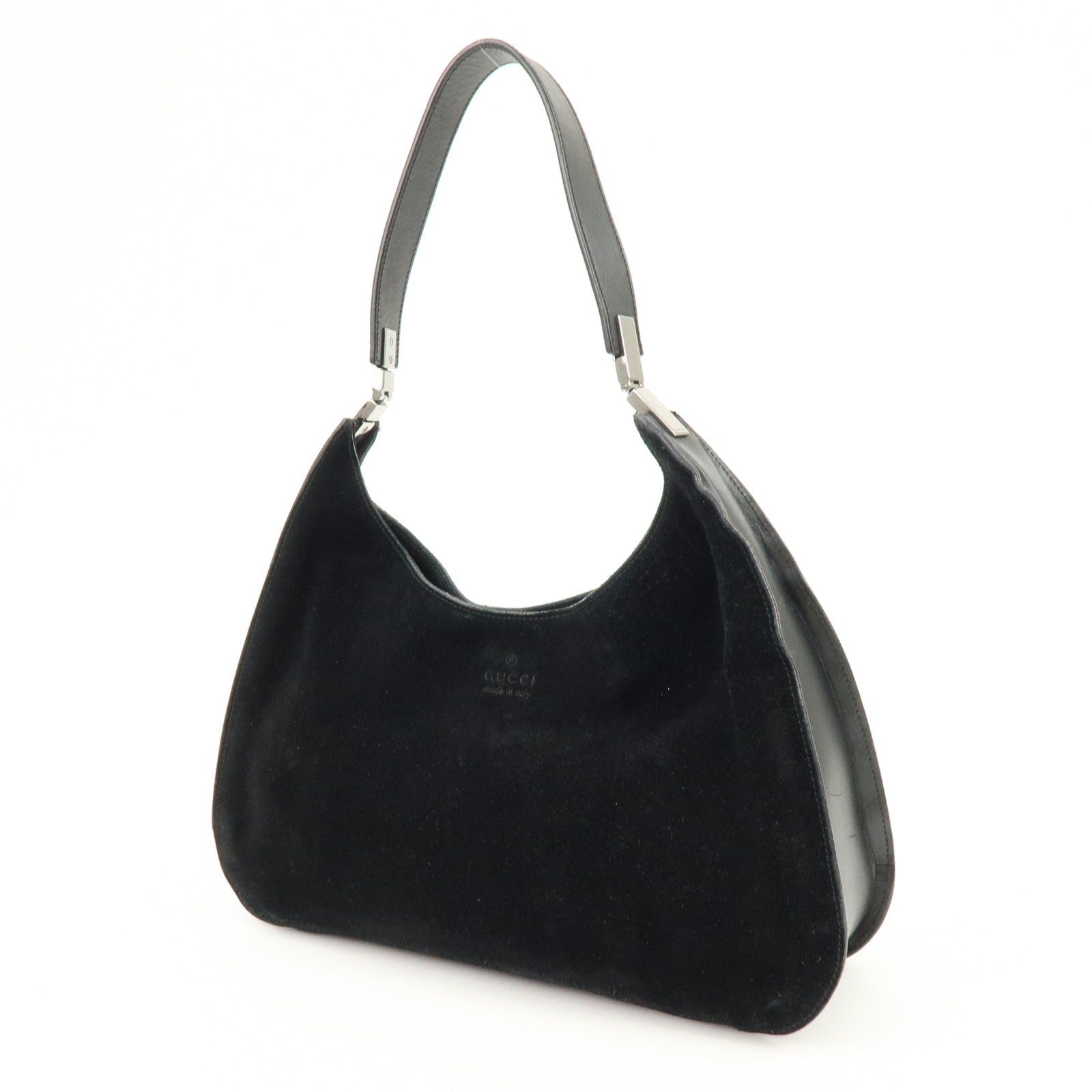 GUCCI Suede Leather Shoulder Bag Hand Bag Black 001・3767