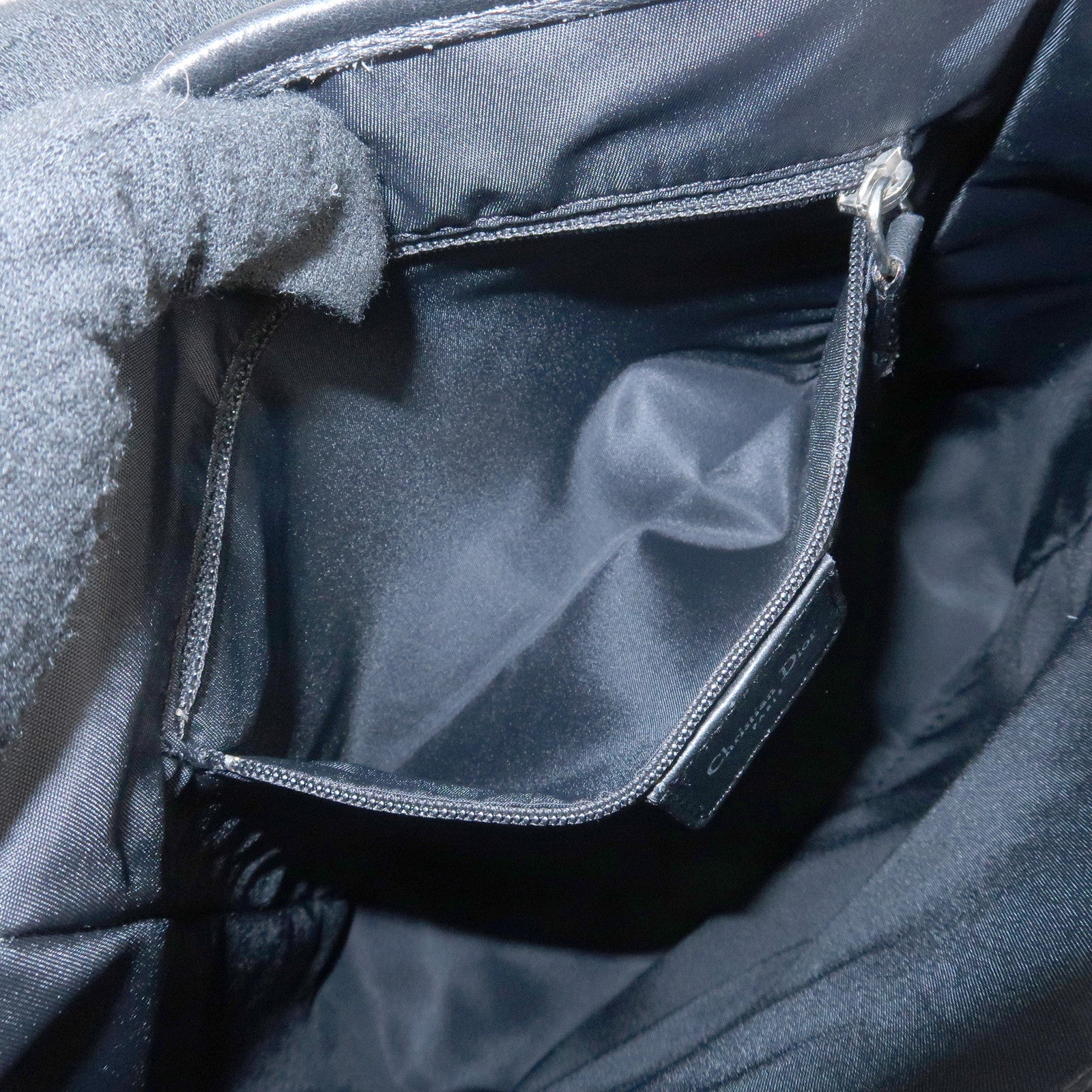 Christian Dior Trotter Leather Canvas Tote Bag Shoulder Bag Black Used