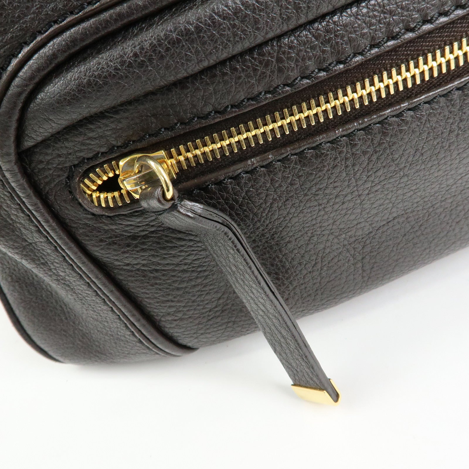 TOD'S  Leather Shoulder Bag Hand Bag Dark Brown