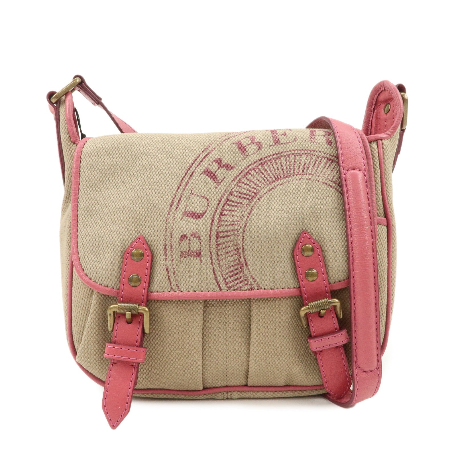 BURBERRY Children Canvas Leather Shoulder Bag Crossbody Bag Beige