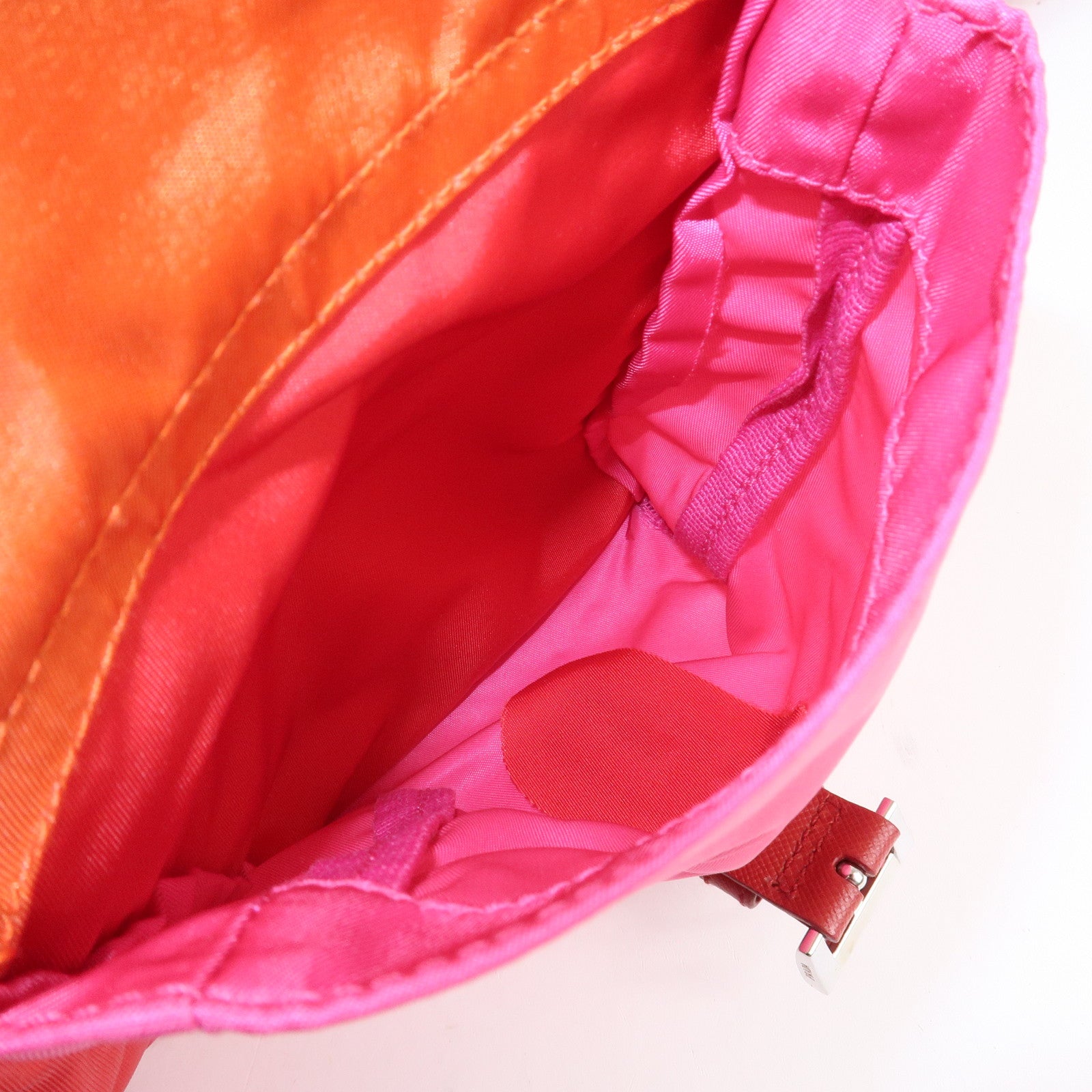 PRADA Triangle Logo Nylon Leather Backpack Ruck Sack Pink B6677 Used