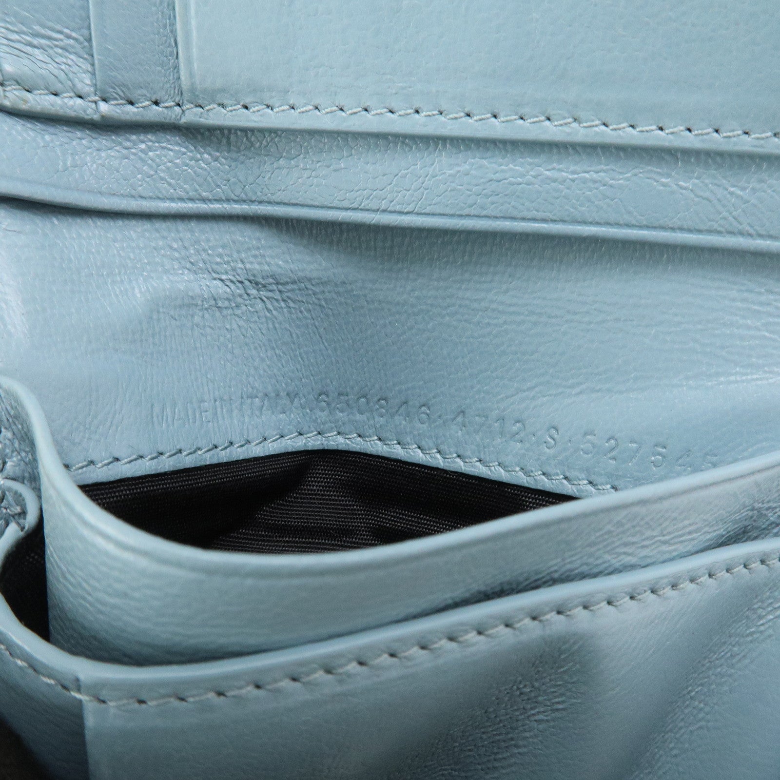 BALENCIAGA Leather Bi-Fold Compact Wallet Light Blue
