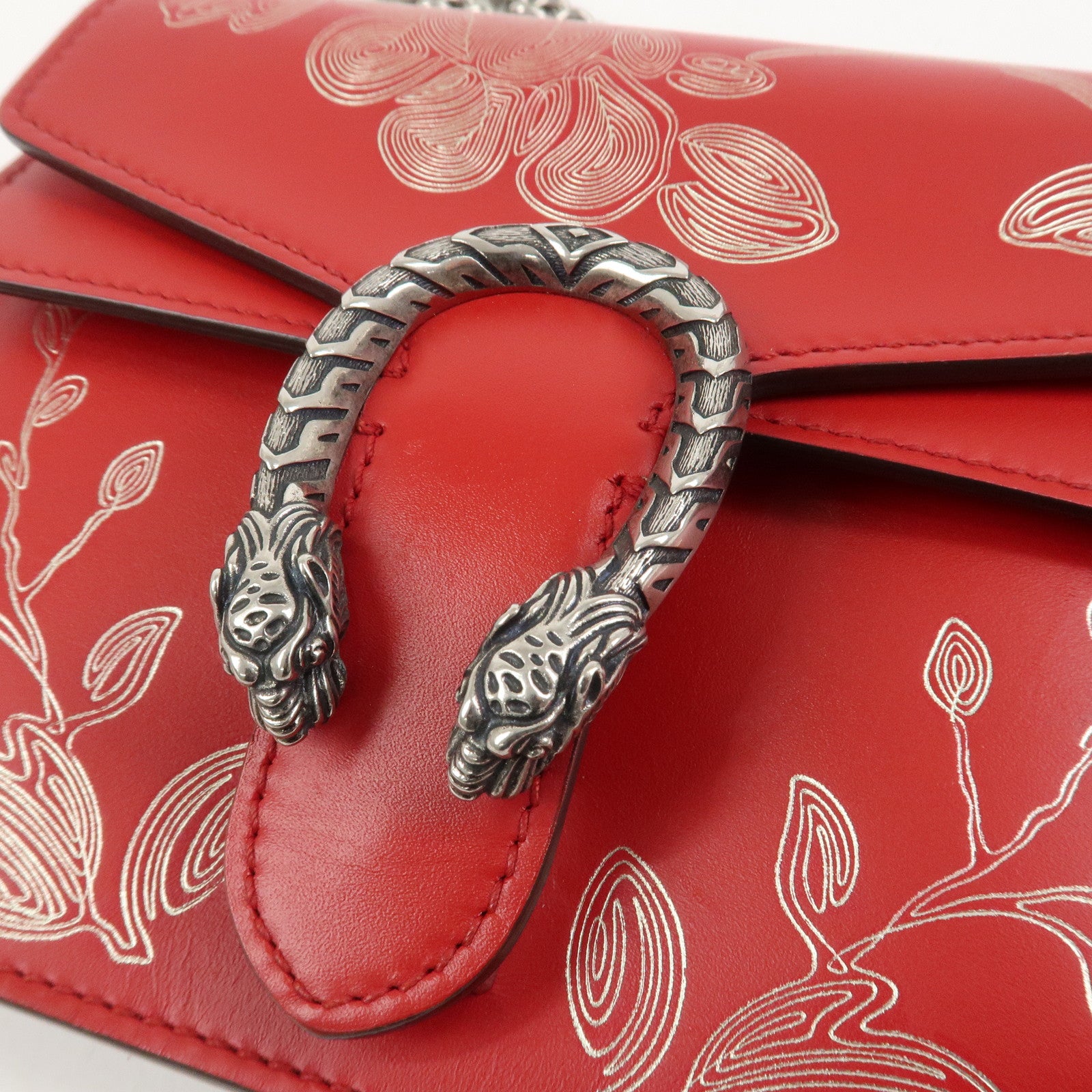 GUCCI Dionysus Leather Small Shoulder Bag Red 421970