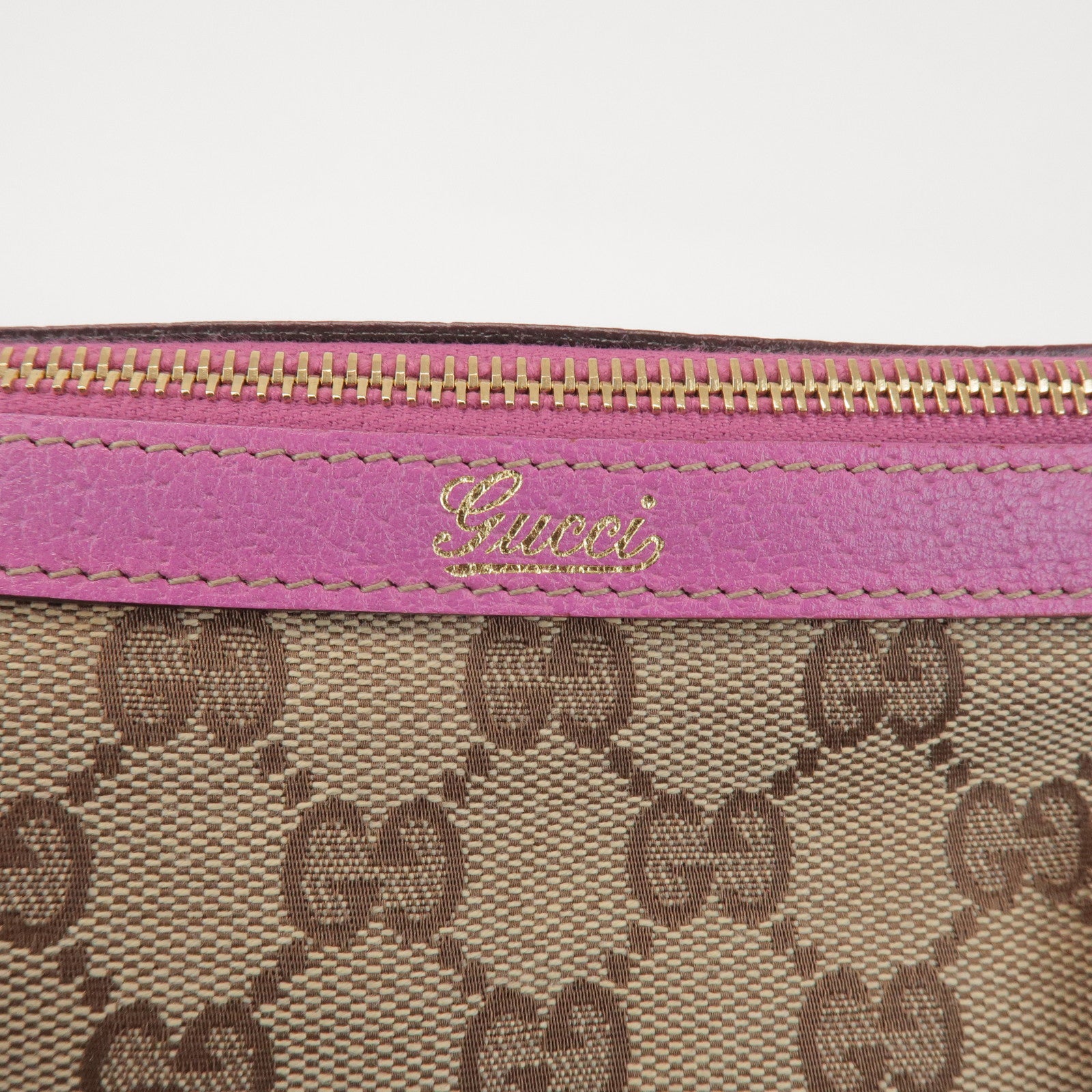 GUCCI Abbey GG Canvas Leather Mini Boston Bag Beige Fuchsia 130942