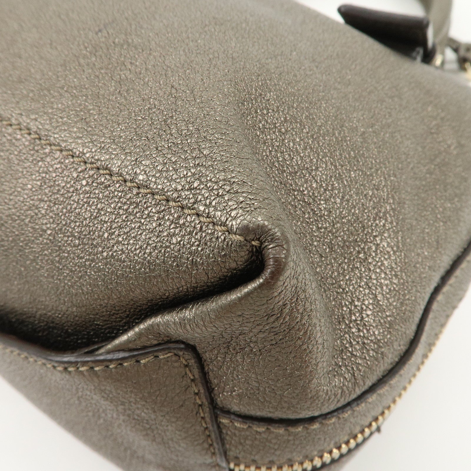 JIMMY CHOO Tulita Leather Shoulder Bag Hand Bag Metallic Brown