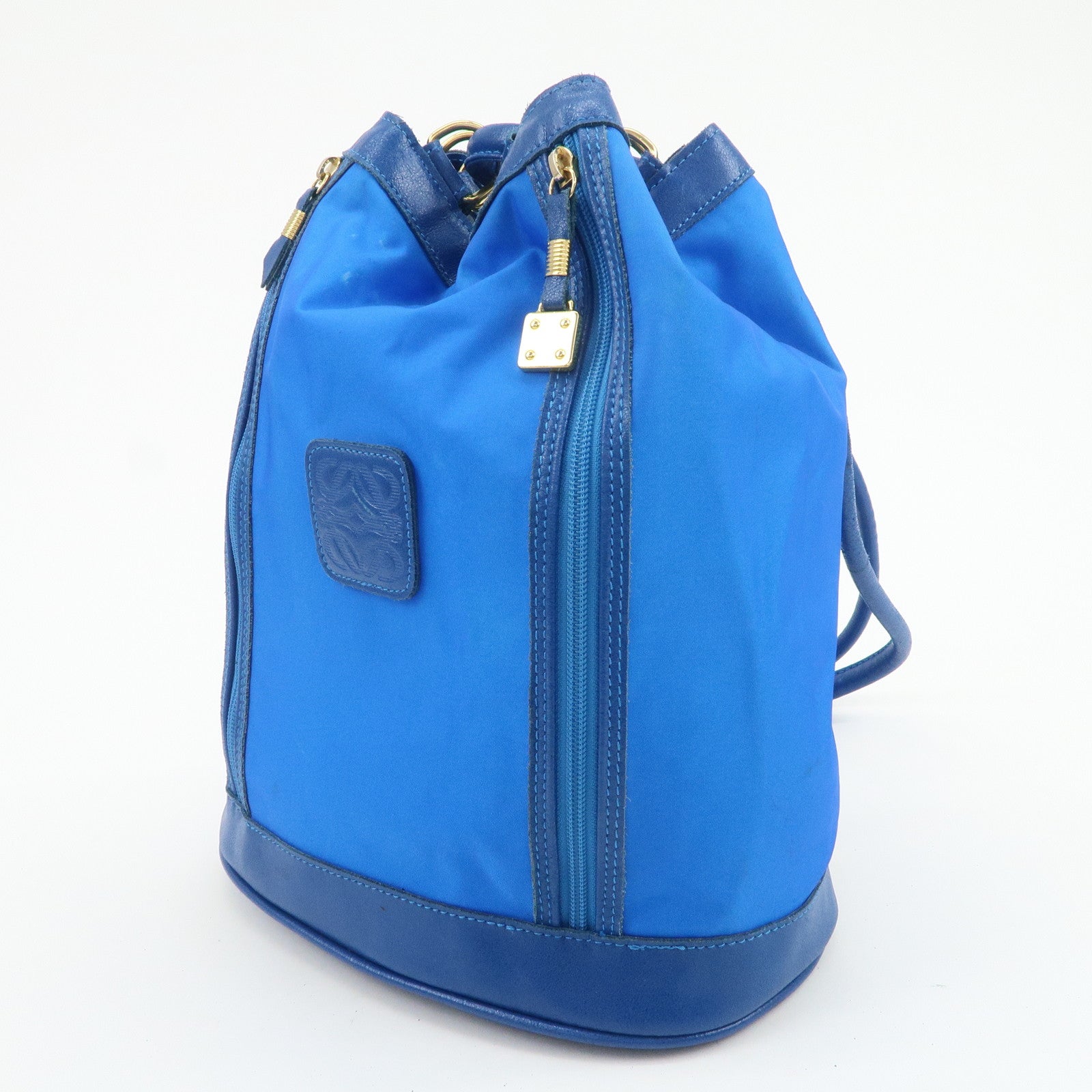 LOEWE Anagram Logo Nylon Leather Backpack Rucksack Blue