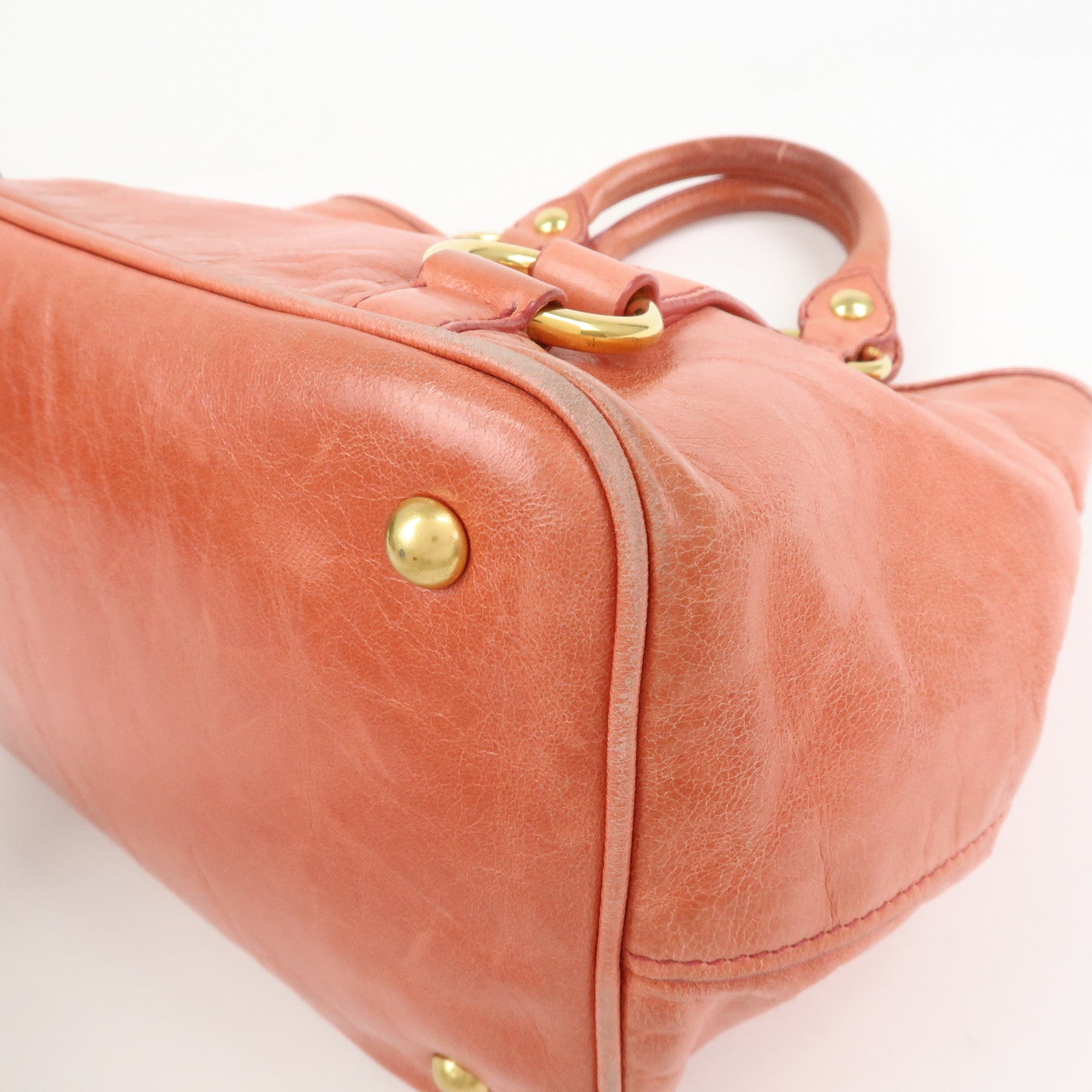 MIU MIU Leather 2Way Bag Hand Bag Shoulder Bag Crossbody Bag Pink