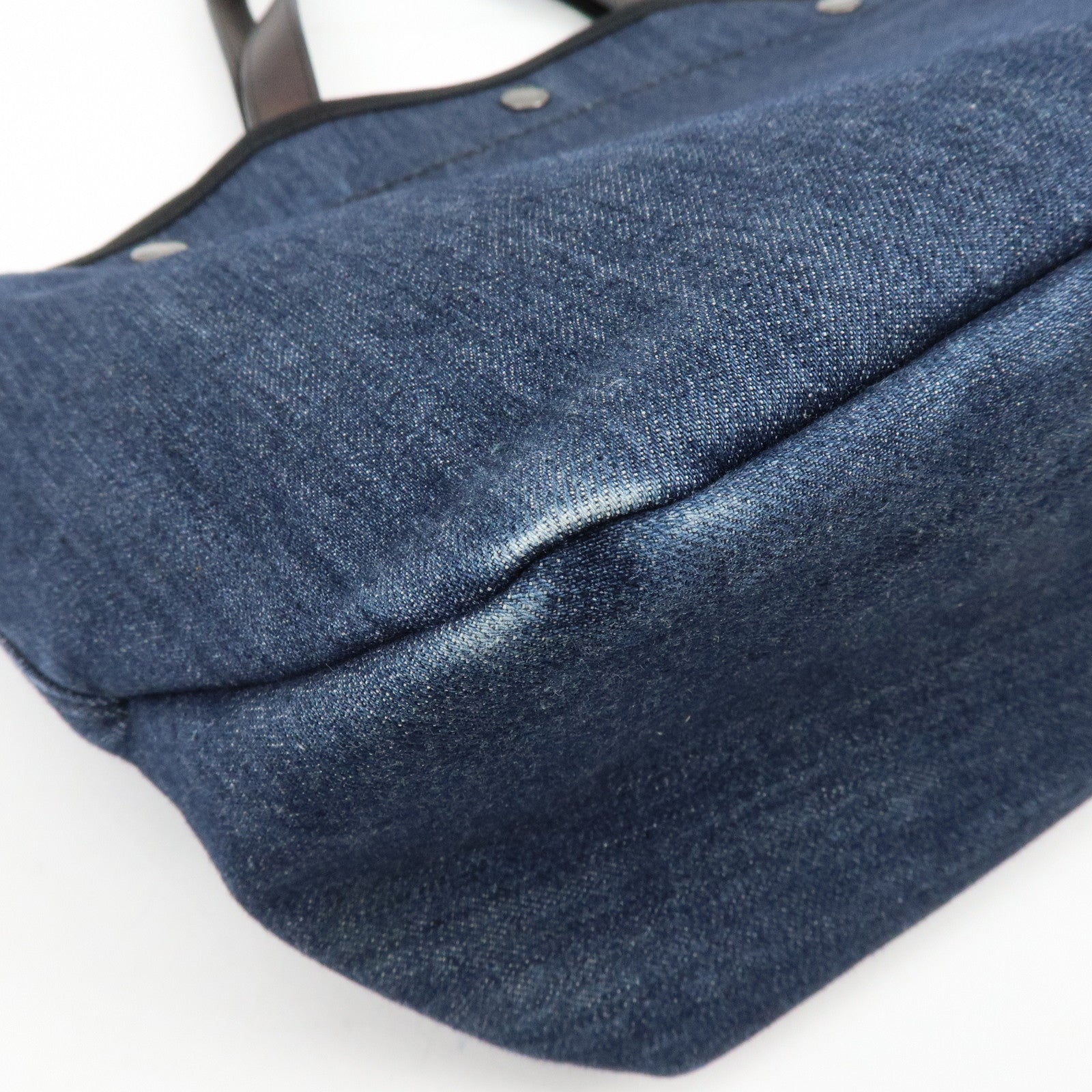 PRADA Logo Denim 2Way Bag Hand Bag Shoulder Bag Navy 1BG244