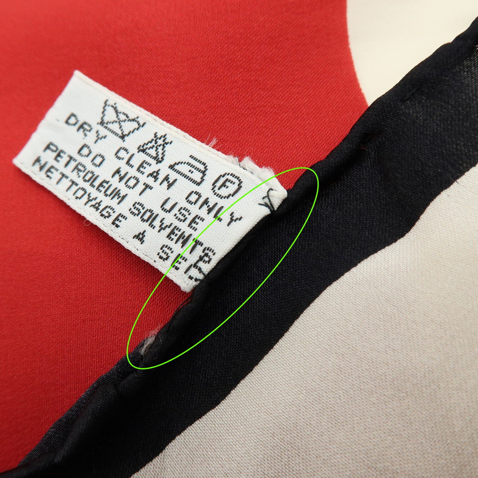 CHANEL Logo Silk 100% Scarf Ribbon Motif Red Ivory Black