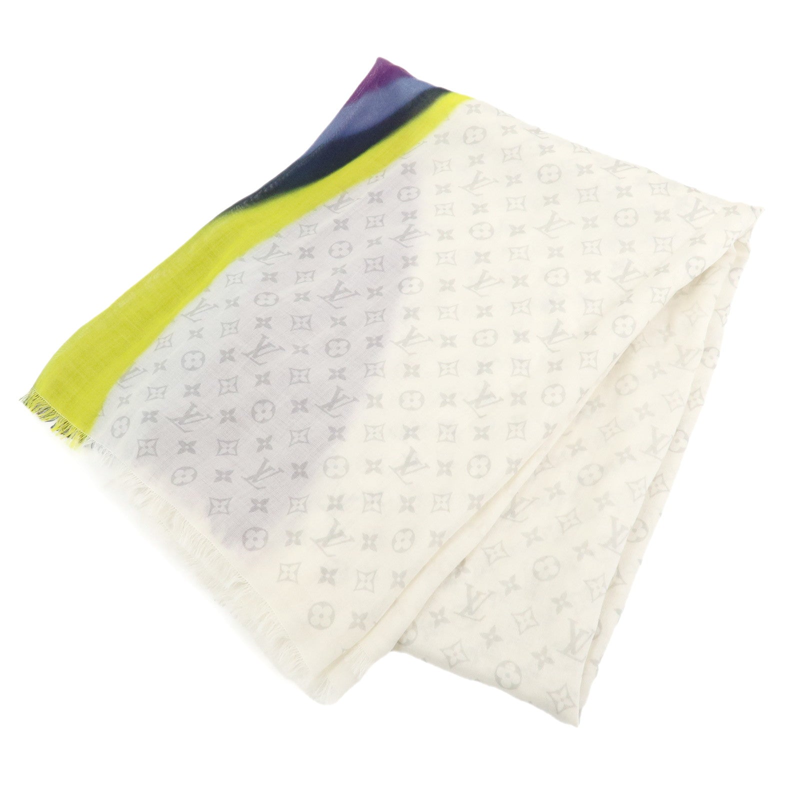 Louis Vuitton Etolloe LV Rainbow Cashmere Silk Scarf White MP2316