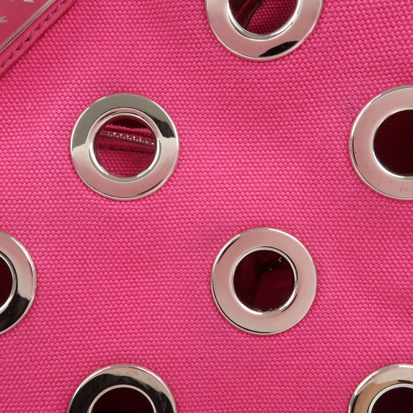 PRADA Grommet Canapa Mini Canvas 2Way Bag Hand Bag Pink 1BG439