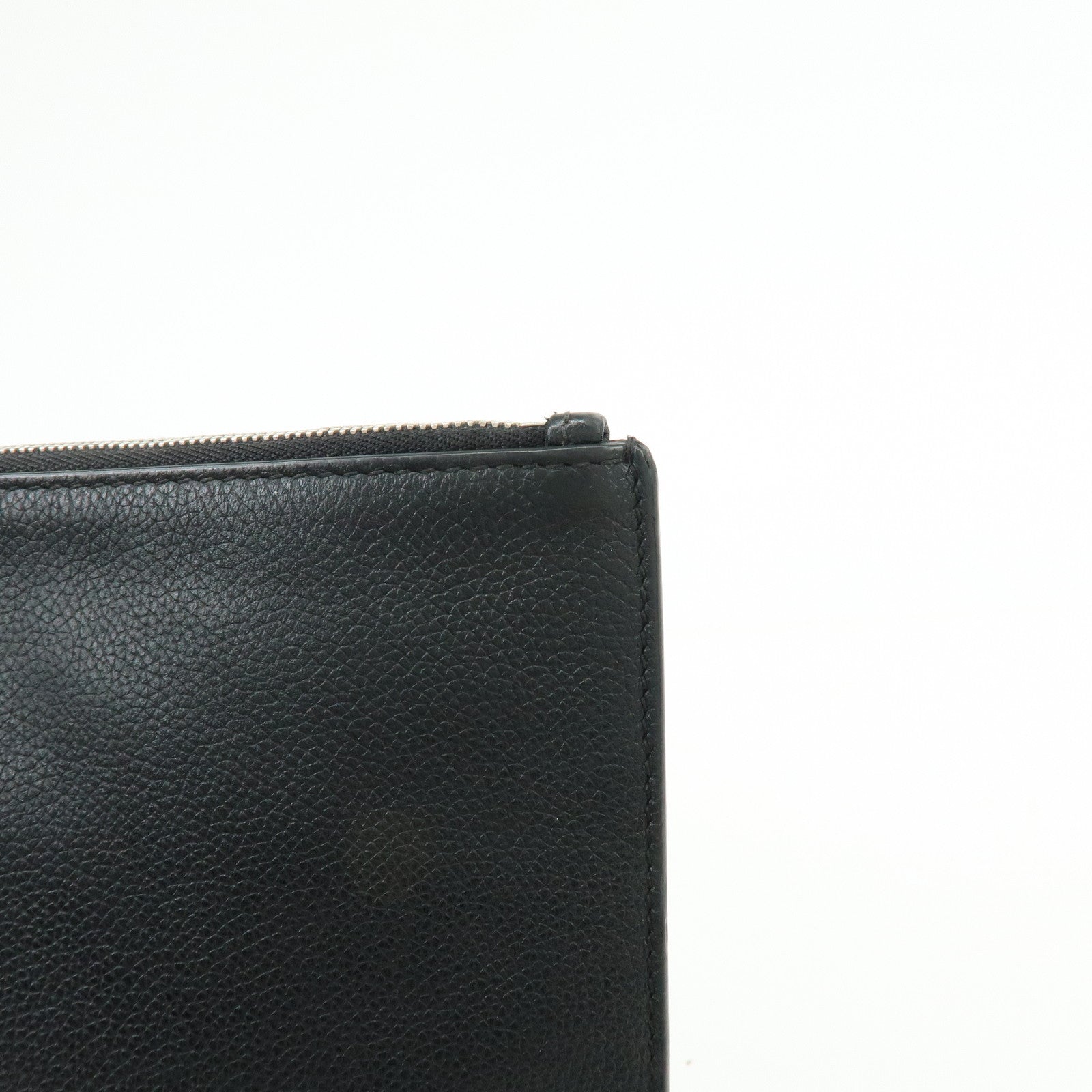 BALENCIAGA Leather Clutch Bag Flat Bag Black
