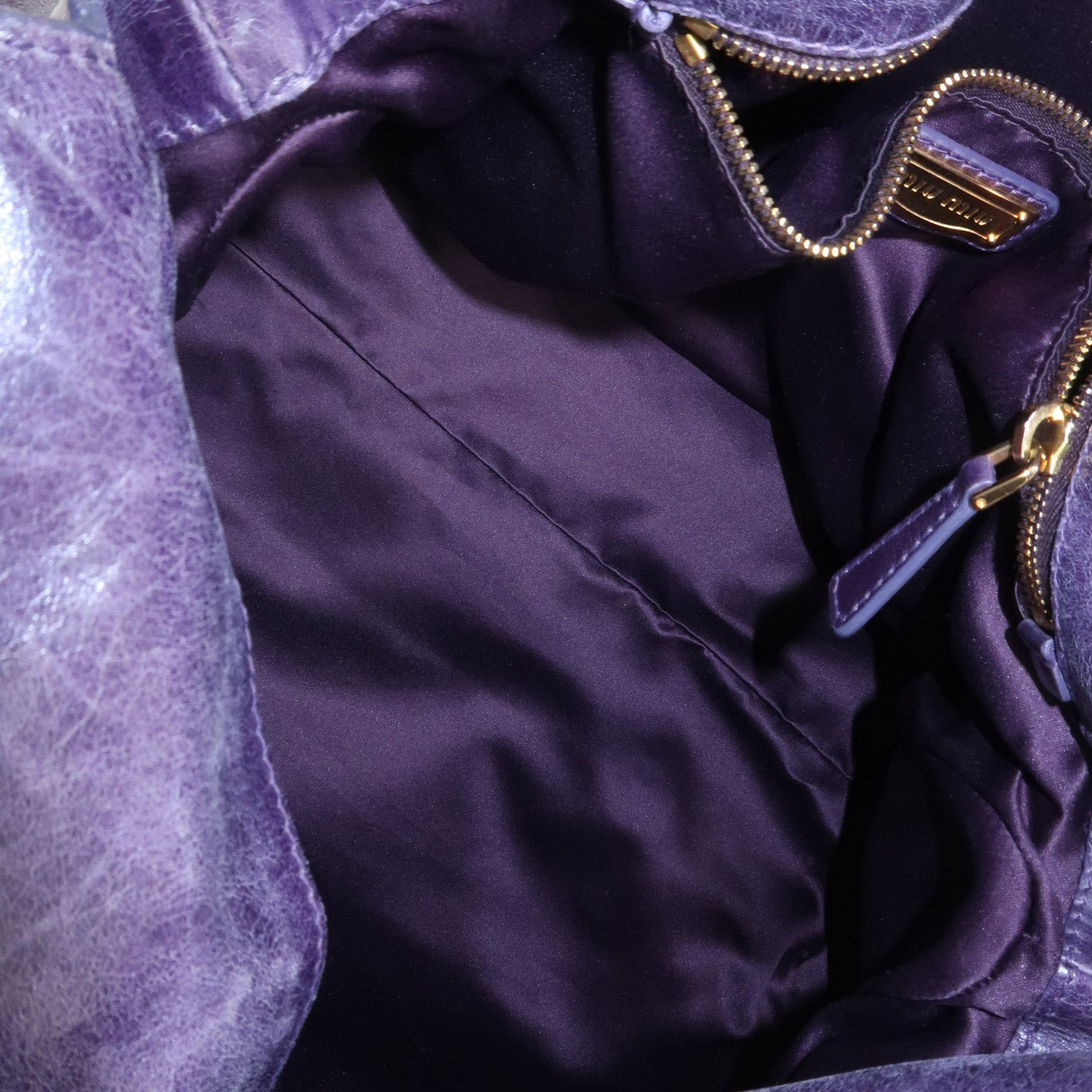 MIU MIU Logo Leather 2Way Bag Hand Bag Shoulder Bag Purple