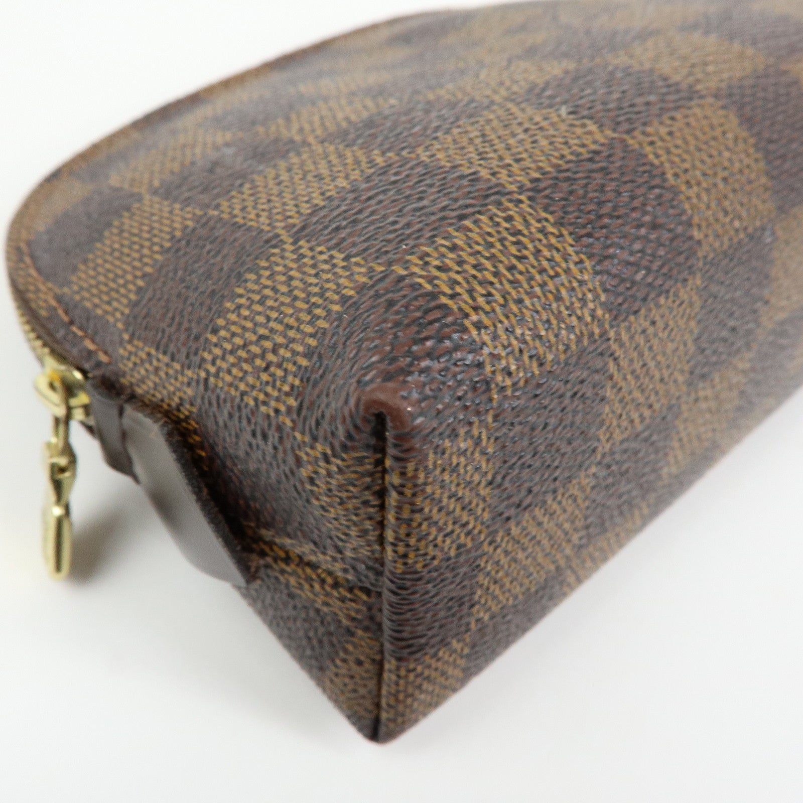 Louis Vuitton Damier Ebene Pochette Cosmetic PM Pouch Brown N47516