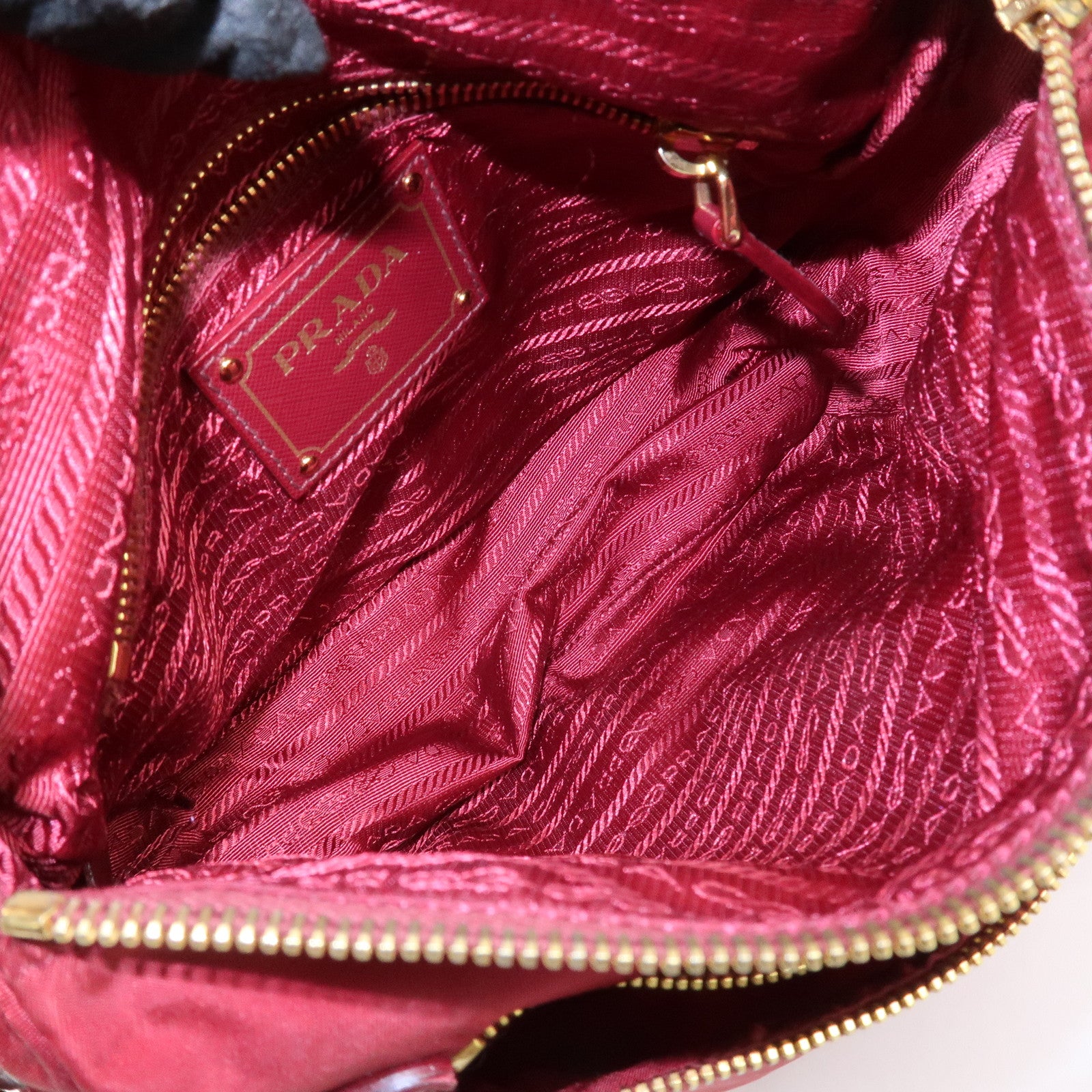 PRADA Logo Nylon Leather Shoulder Bag Crossbody Bag Bordeaux BT0692 Used