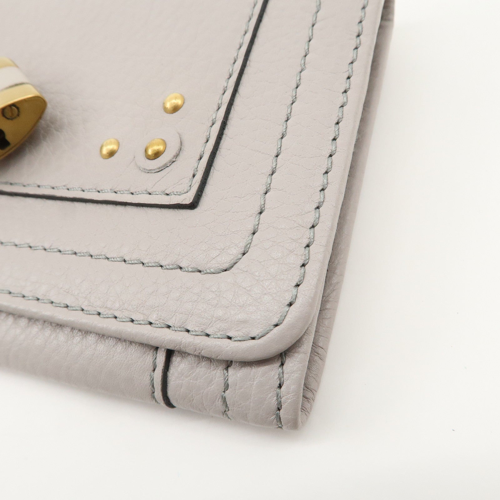 Chloe Paddington Leather Bi-fold Long Wallet Gray Used