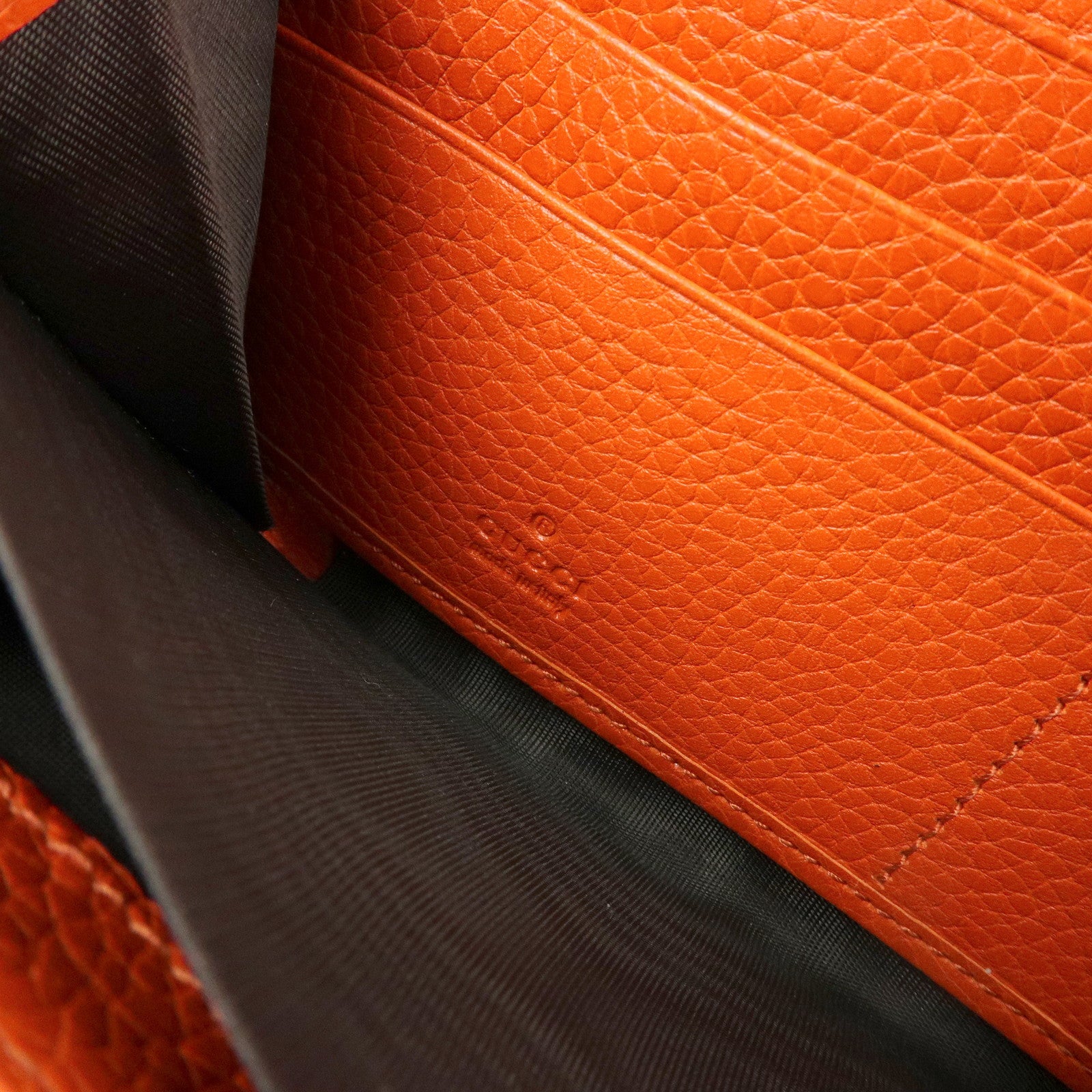 GUCCI Bamboo Leather Round Zippy Long Wallet Pink Orange 307984