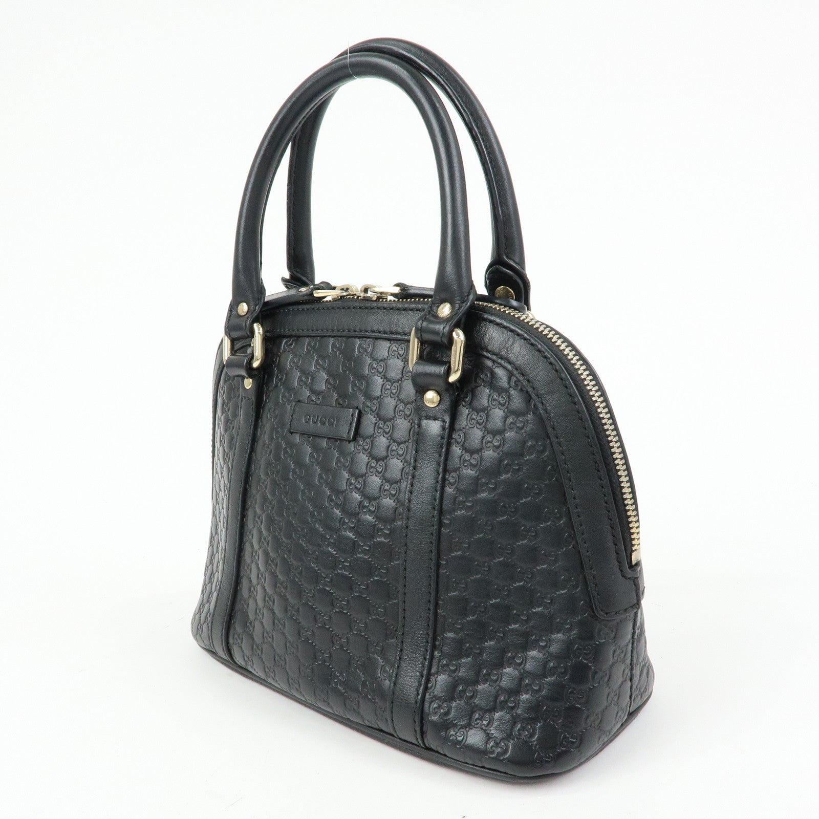 GUCCI Microguccissima Leather 2Way Bag Hand Bag Black 449654