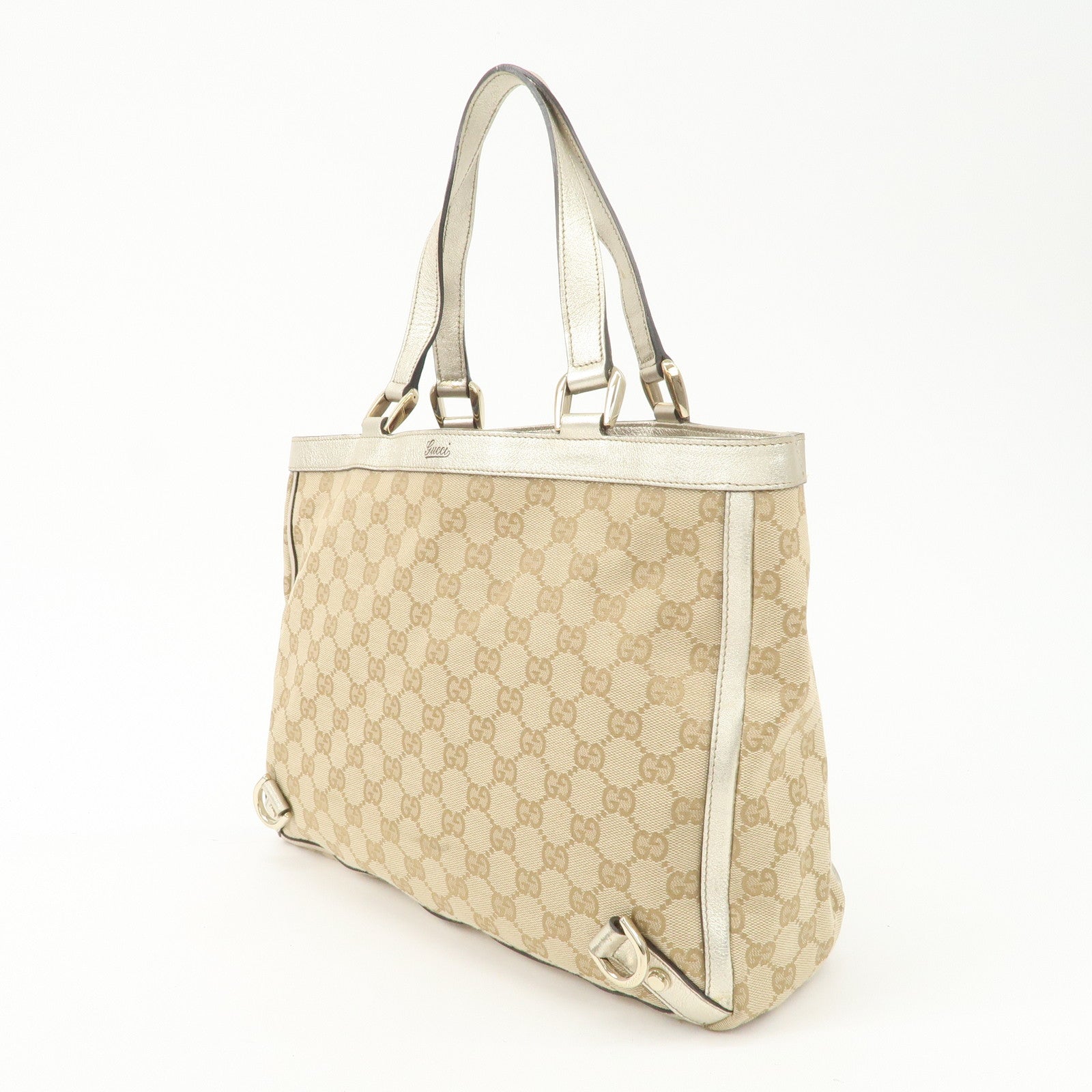 GUCCI Abbey GG Canvas Tote Bag Hand Bag Beige Gold 17004