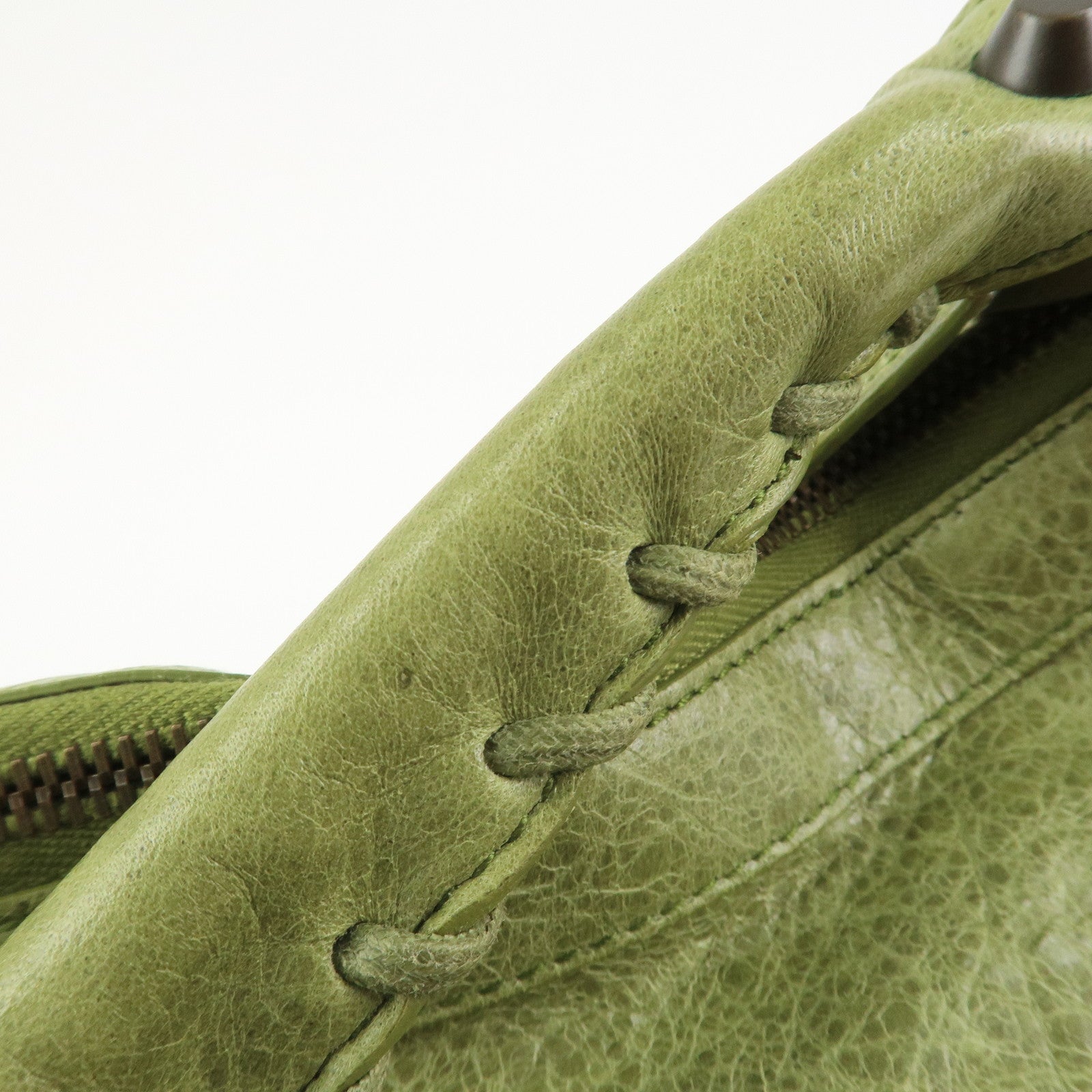 BALENCIAGA Leather The Day Shoulder Bag Green 140442