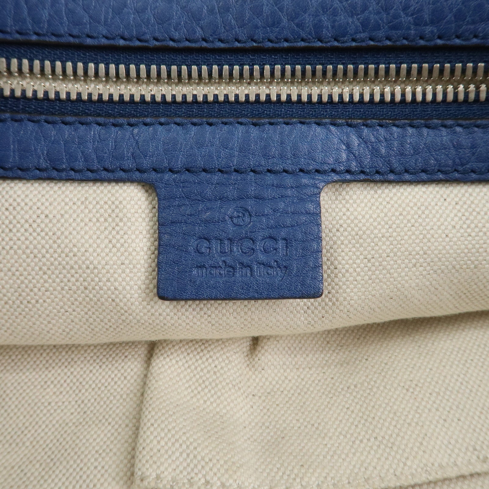 GUCCI Interlocking G Leather Shoulder Bag Crossbody Bag Blue 322056