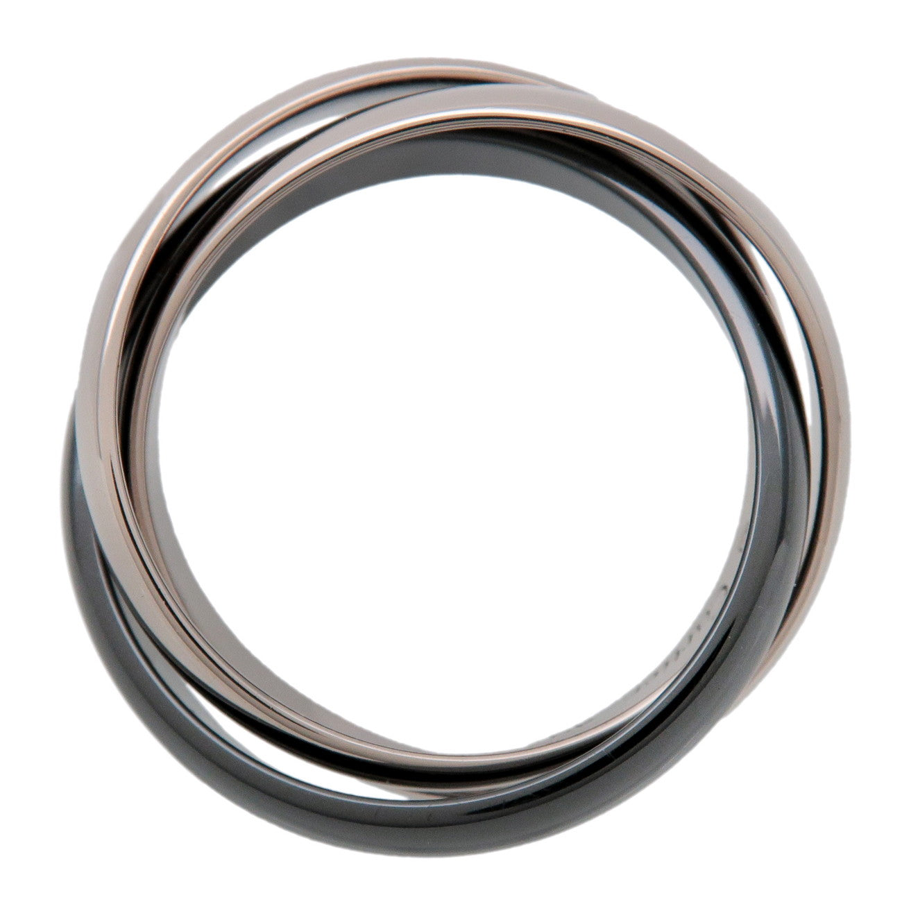 Cartier Trinity Ring MM Black Ceramic K18WG White Gold #49 US5