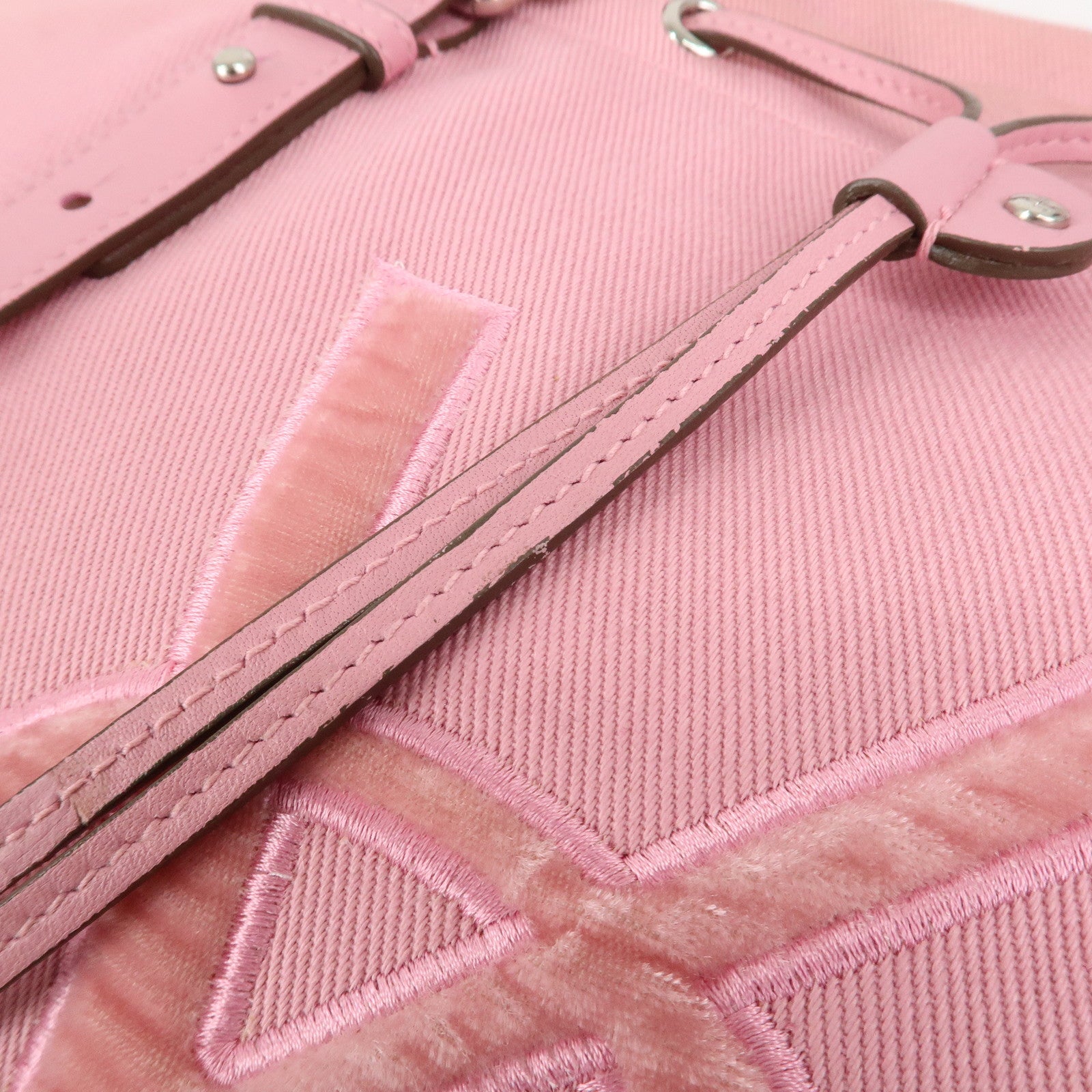 SAINT LAURENT Canvas Leather Kahara Tote Shoulder Bag Pink 121631