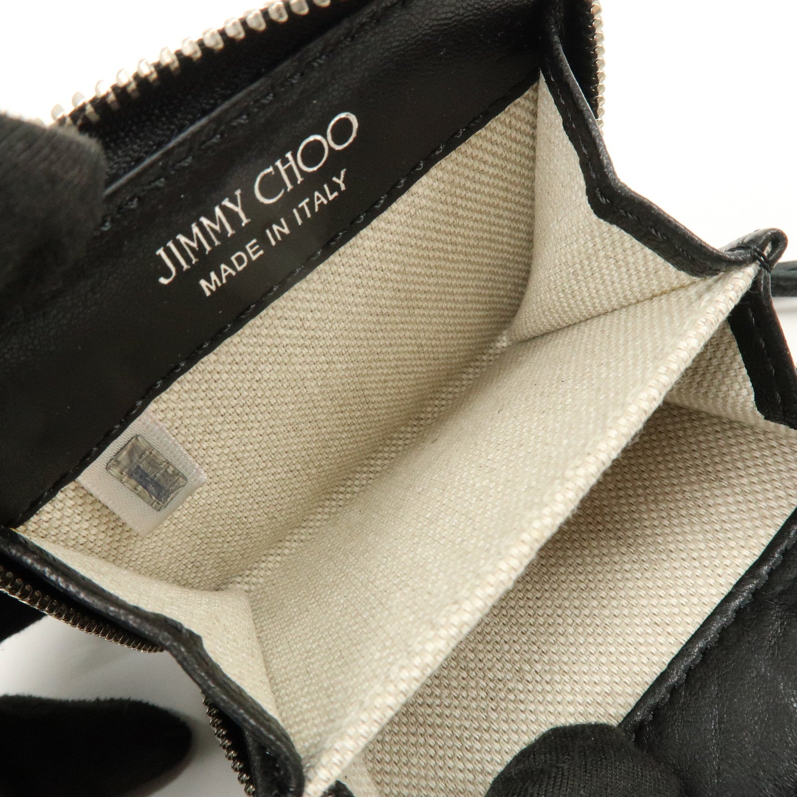 JIMMY CHOO Penny Star Studs Leather Coin Case Coin Wallet Black