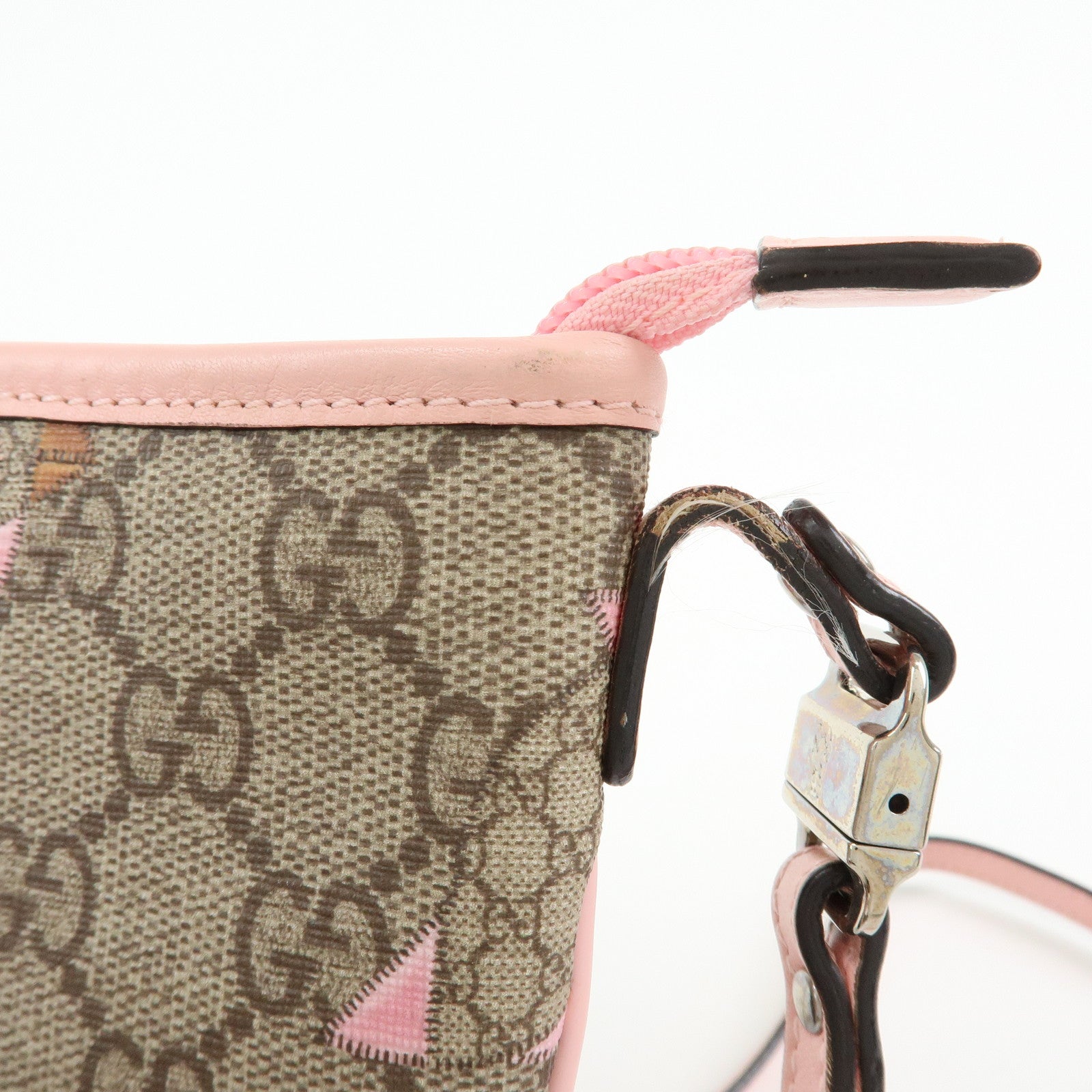 GUCCI Childrens GG Supreme Leather Shoulder Bag Beige Pink 297540