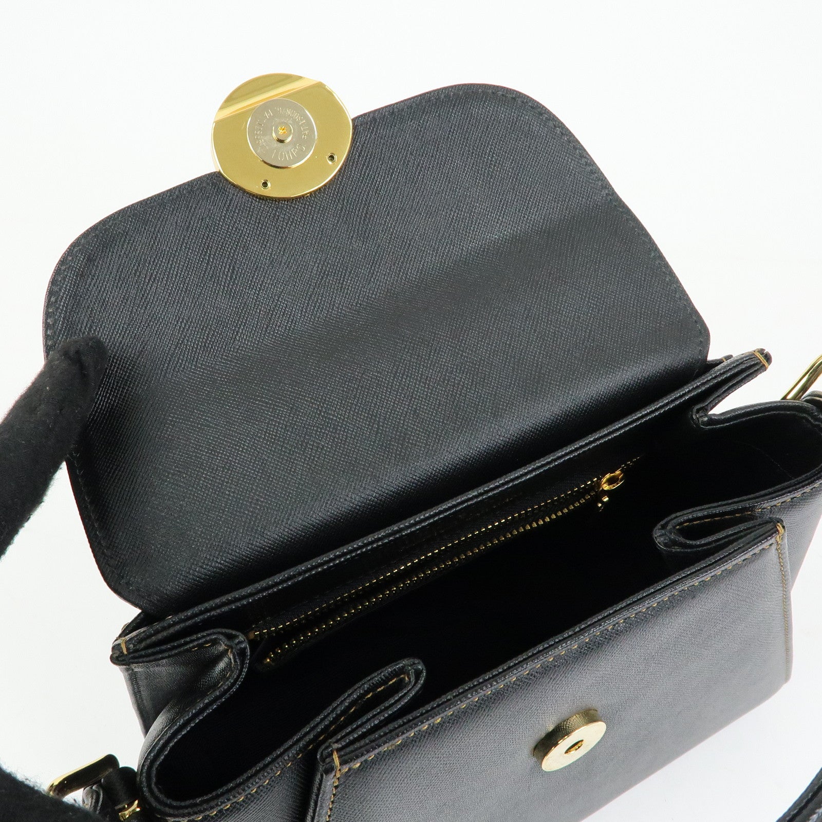 VALENTINO Leather 2Way Bag Hand Bag Shoulder Bag Black