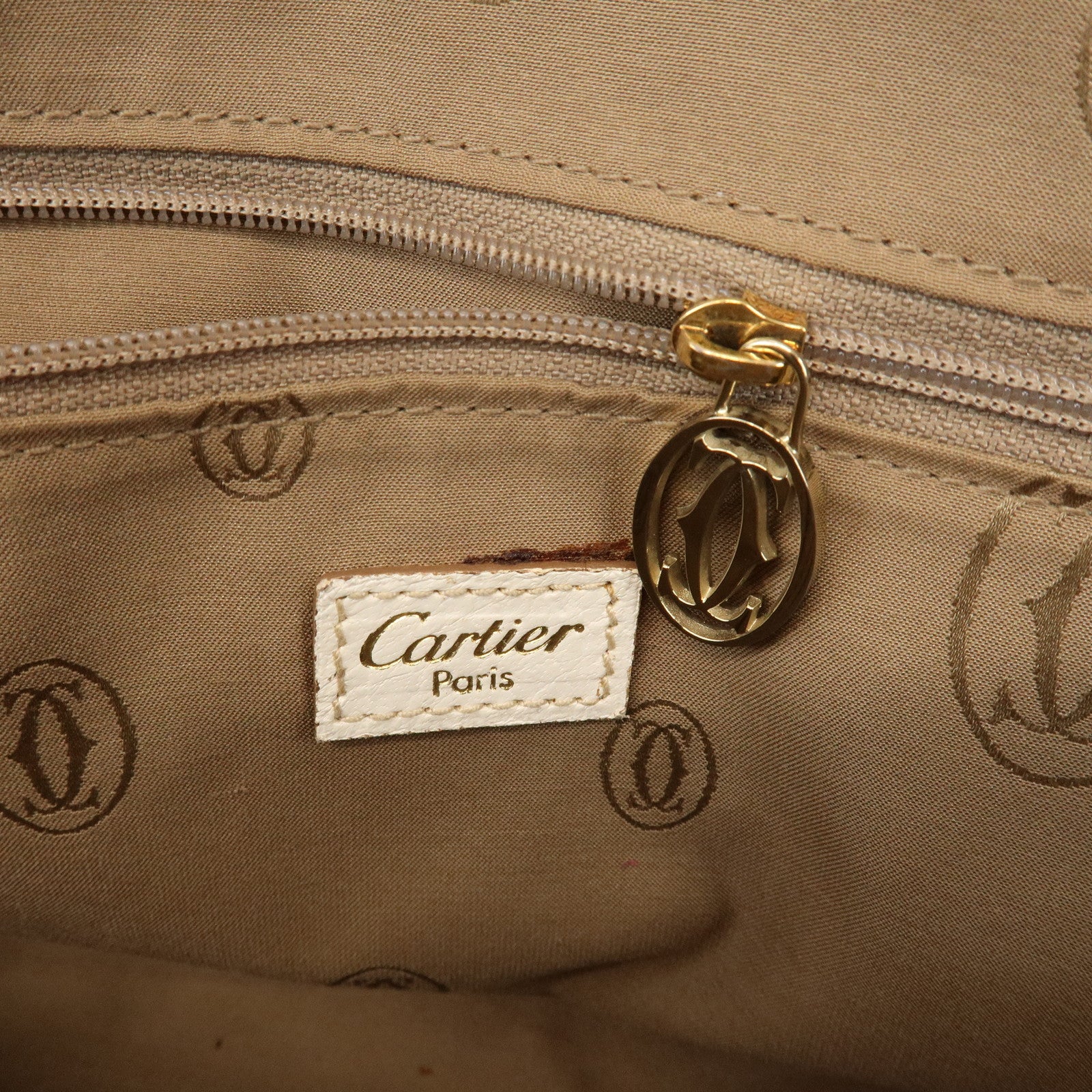 Cartier Must Line Marcello Leather 2Way Hand Bag Tote Bag White
